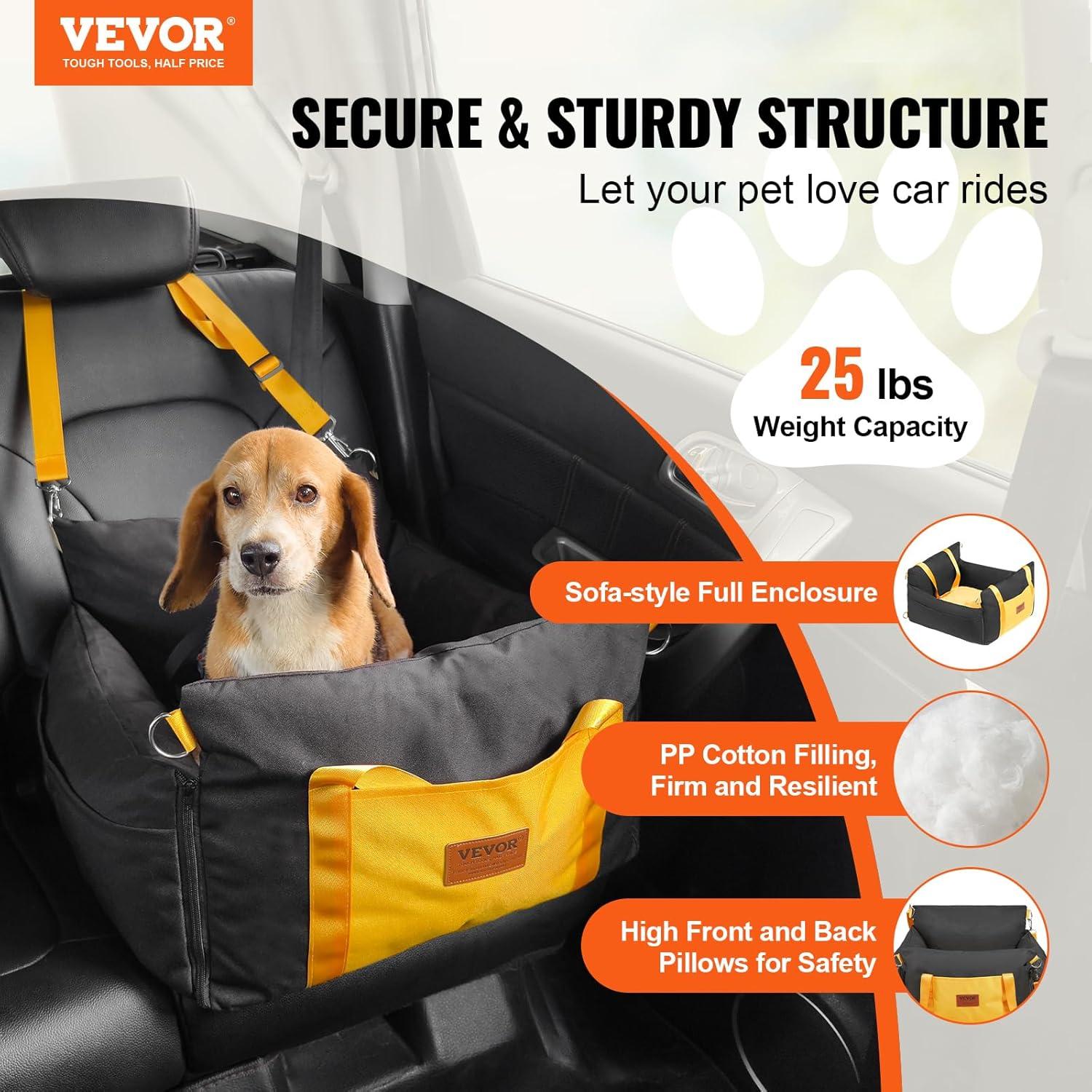 VEVOR Dog Booster Car Seat Pet Car Seat for Small Dog up to 25lbs