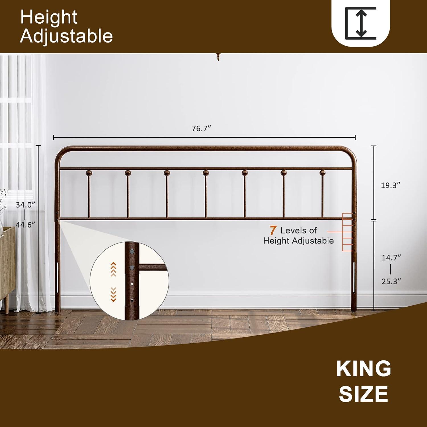 August Grove® August Grove® Metal Headboard - Adjustable Height - Farmhouse Victorian Style