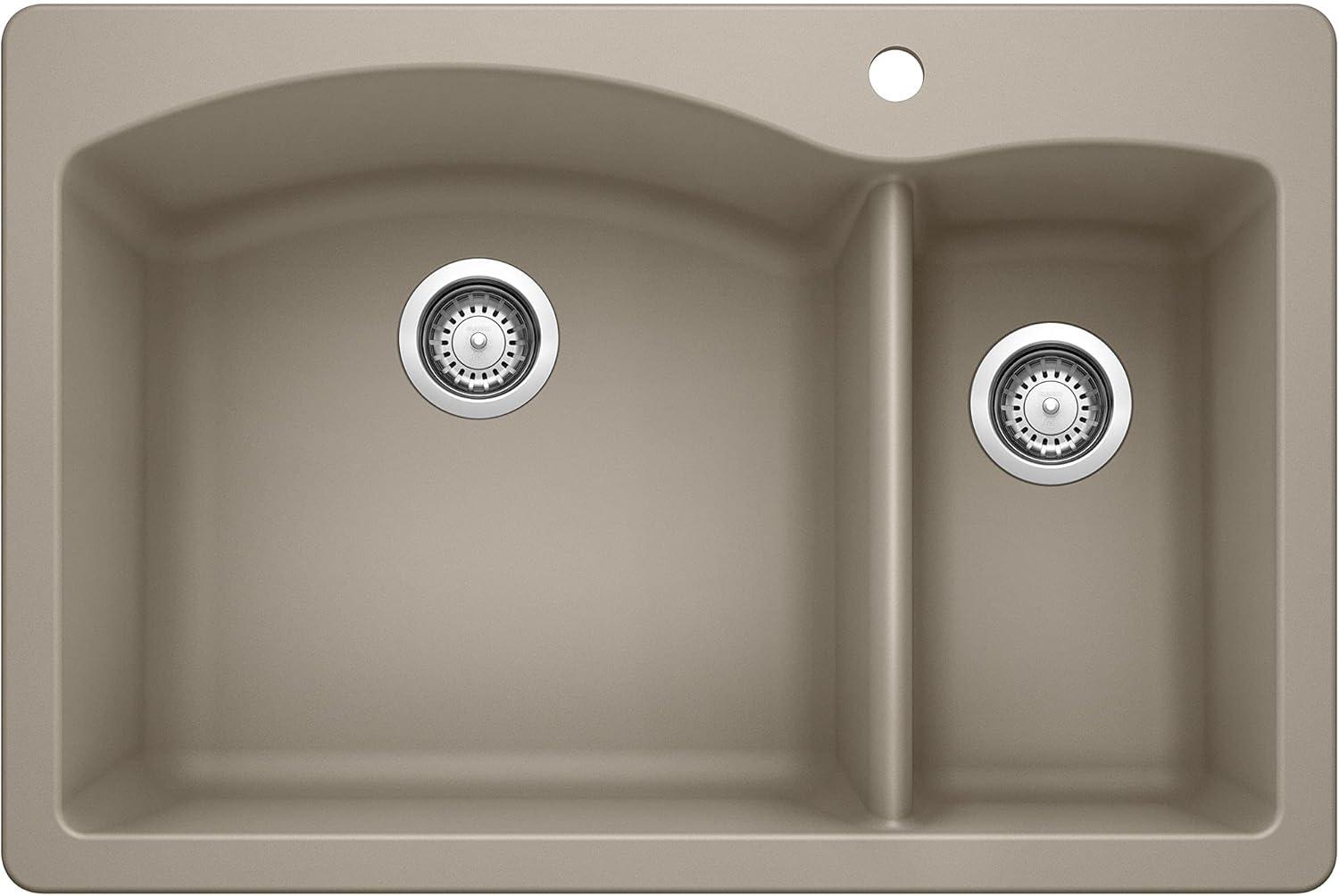 Diamond Silgranit 33" L x 22" W Double Basin Drop-In/Undermount Sink