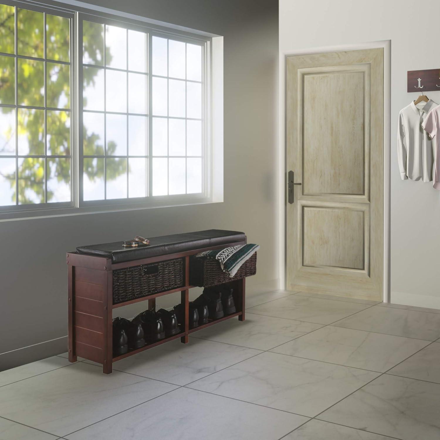 Colin Entryway Storage Bench with Cushion Cappuccino - Winsome: Upholstered Wool, Wood Legs, Spot Clean