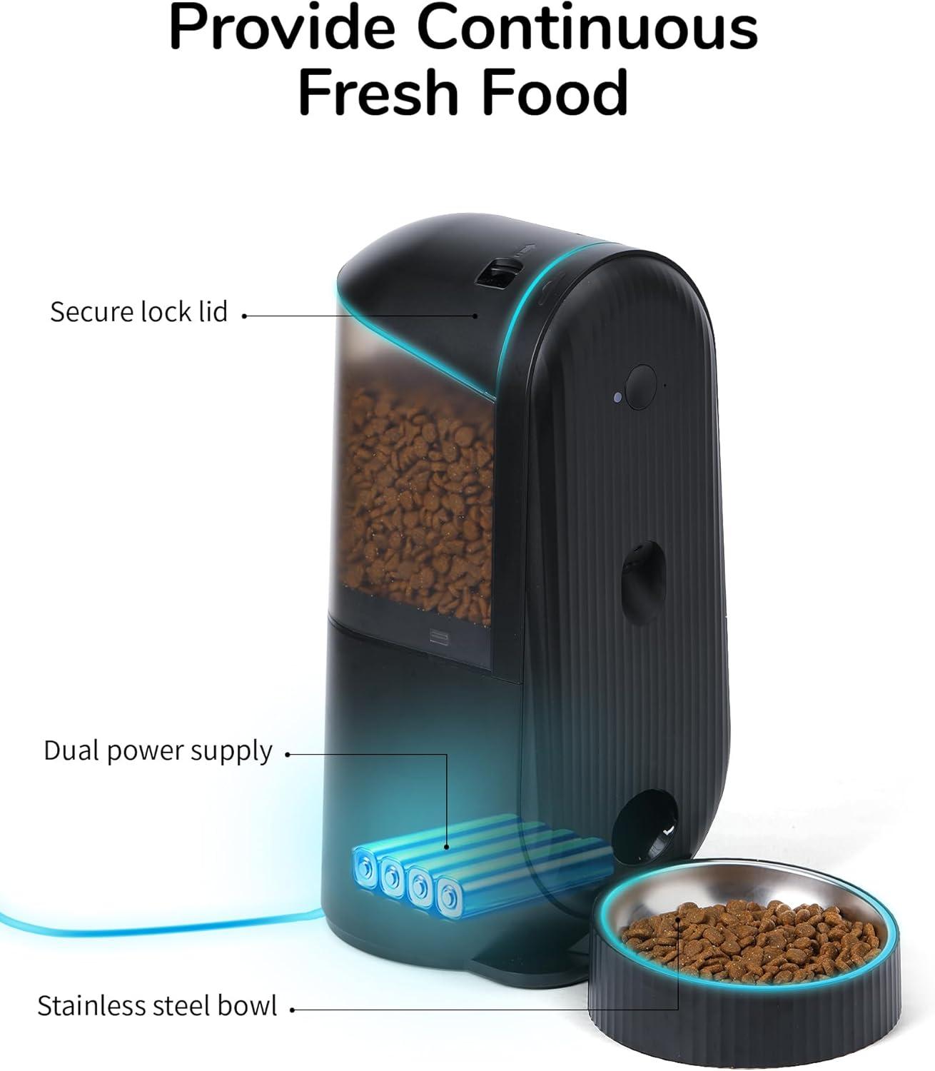 Automatic Cat Feeder, 2 In 1 Automatic Pet Feeders With Camera And Audio, Support DIY Meals And Timed Control Wifi Cat Food Dispenser, Suit For Cat And Dog