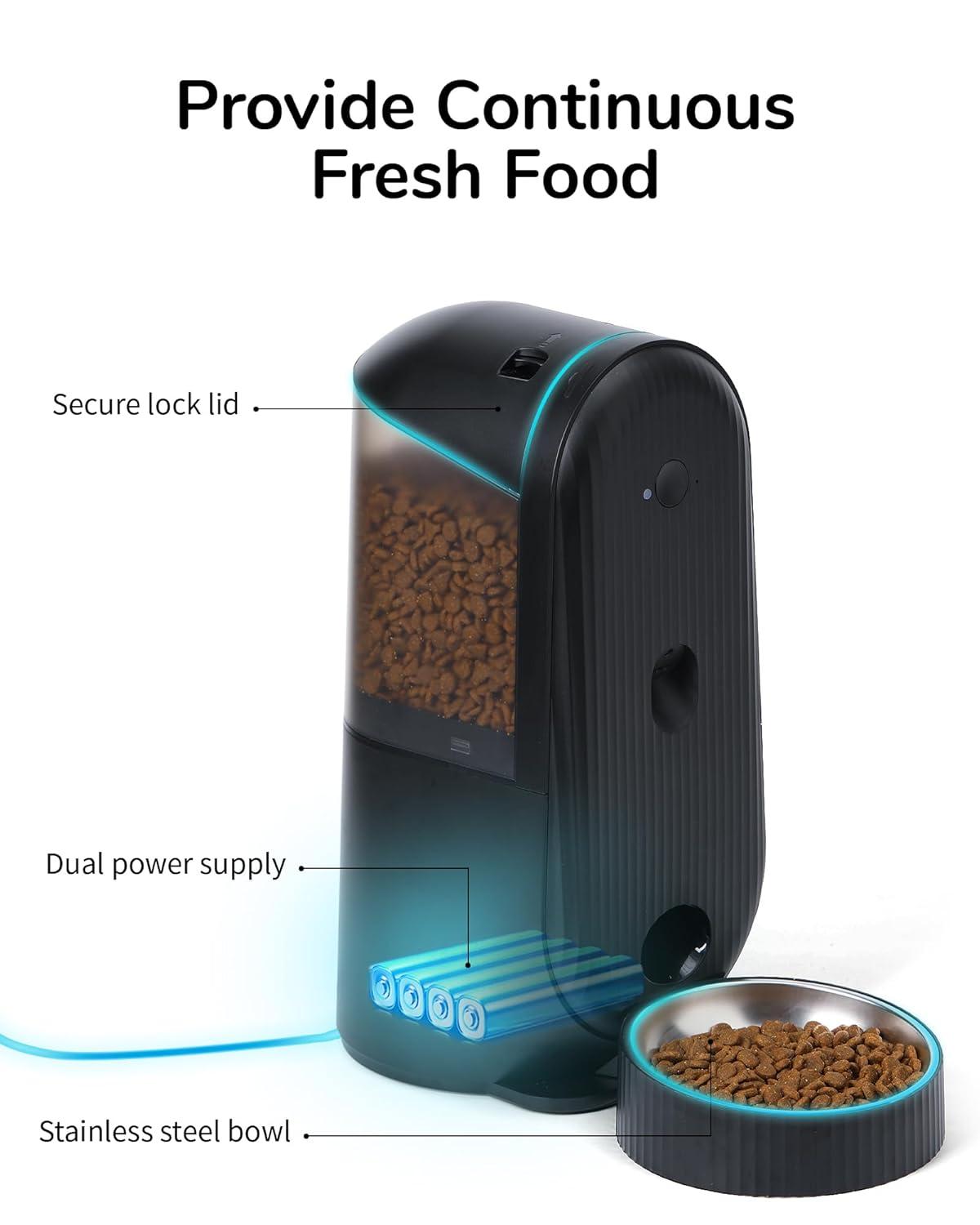 Automatic Cat Feeder, 2 In 1 Automatic Pet Feeders With Camera And Audio, Support DIY Meals And Timed Control Wifi Cat Food Dispenser, Suit For Cat And Dog