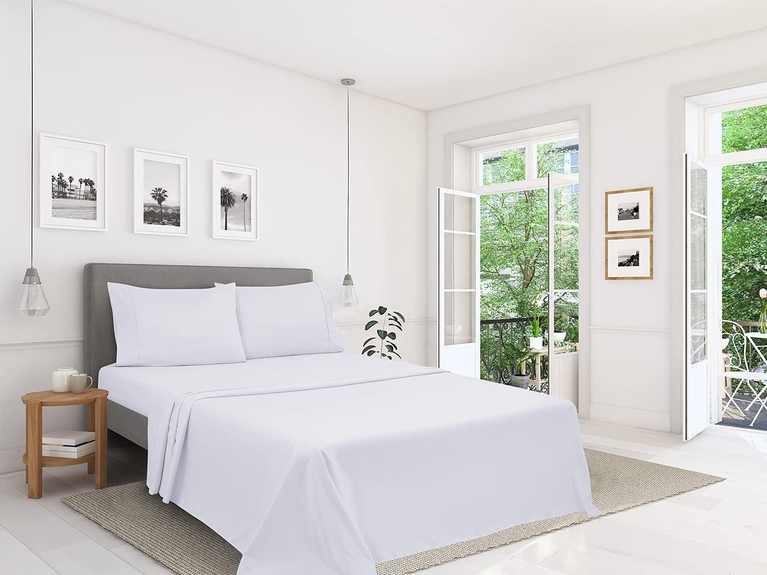 Lavisun Twin Flat Sheets Only, 6 Pack Soft Brushed Microfiber Bedding Sheets for Hotel, Massage, Hospital, Home, Dorm, Bulk Flat Sheets Only Twin Size (White)