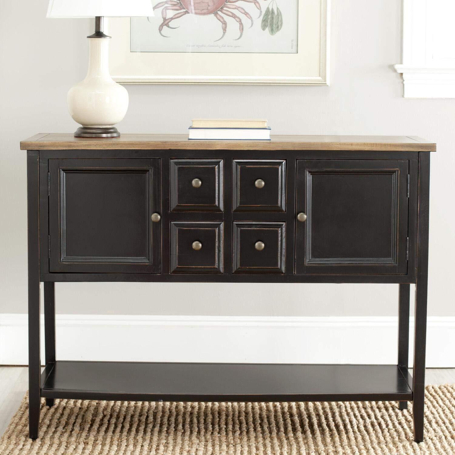 Charlotte Sideboard - Black/Oak Top - Safavieh.