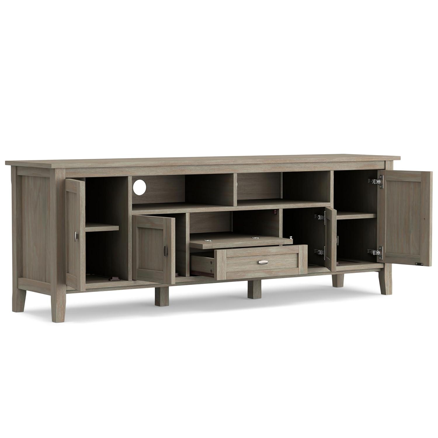 Simpli Home Warm Shaker 72"W Solid Wood TV Stand for TVs up to 80" with 4 Storage Cabinets and 2 Drawers
