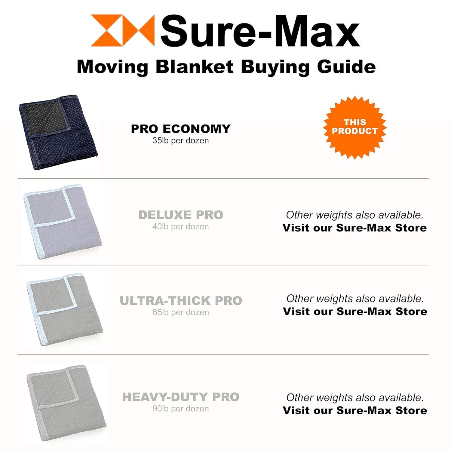 Navy Blue and Black Heavyweight Quilted Moving Blankets, 80" x 72"