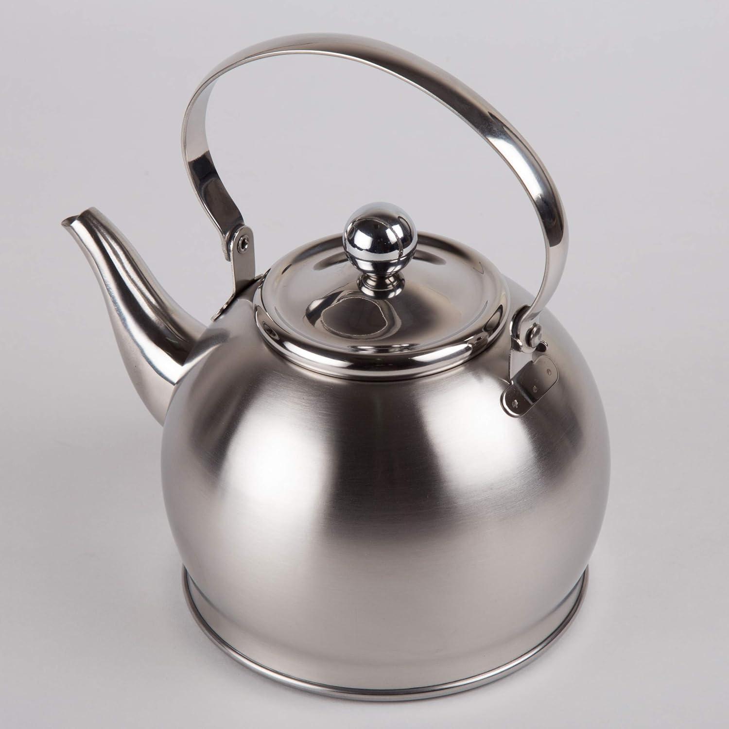 1 Quart Stainless Steel Tea Kettle with Infuser and Folding Handle