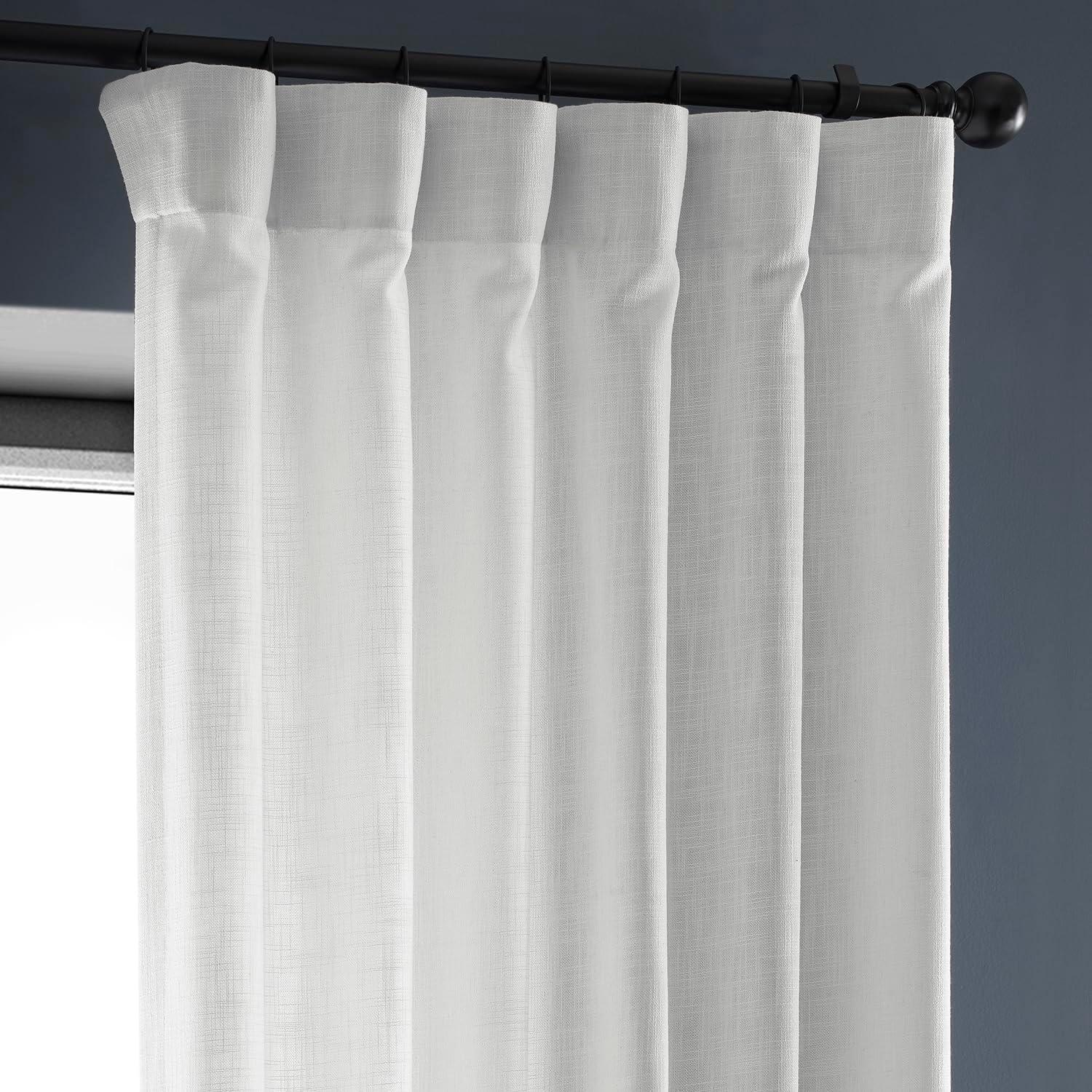 Rice White Heavy Faux Linen Curtain (1 Panel), Rice White, 50W X 120L