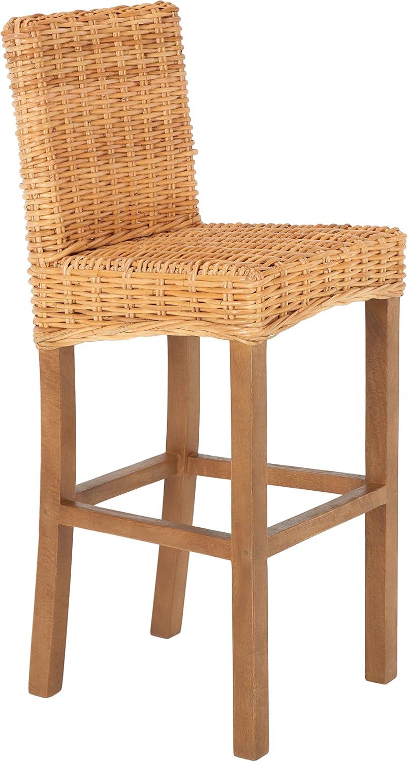 Tobie Rattan Bar Stool - BST6500 - Natural/Golden Brown - Safavieh