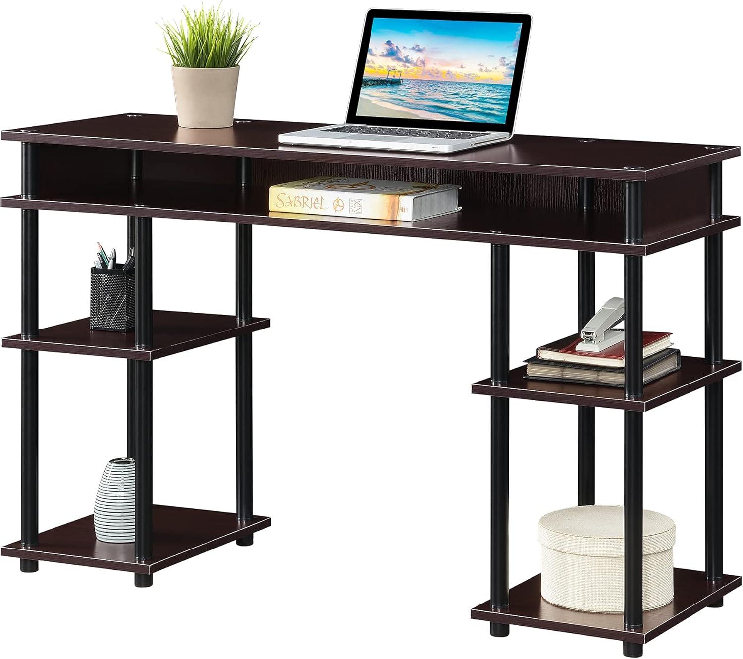 Convenience Concepts Designs2Go 30 inches Tall No Tools Student Desk with Shelves, Espresso/Black