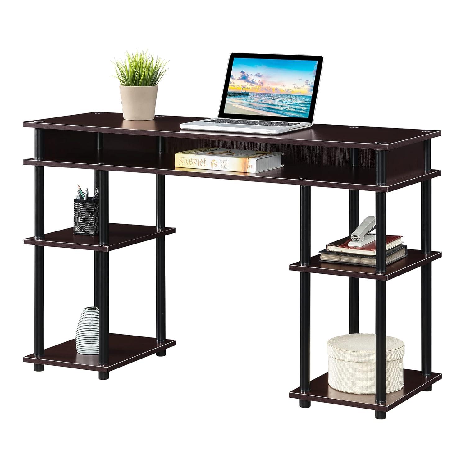 Convenience Concepts Designs2Go 30 inches Tall No Tools Student Desk with Shelves, Espresso/Black