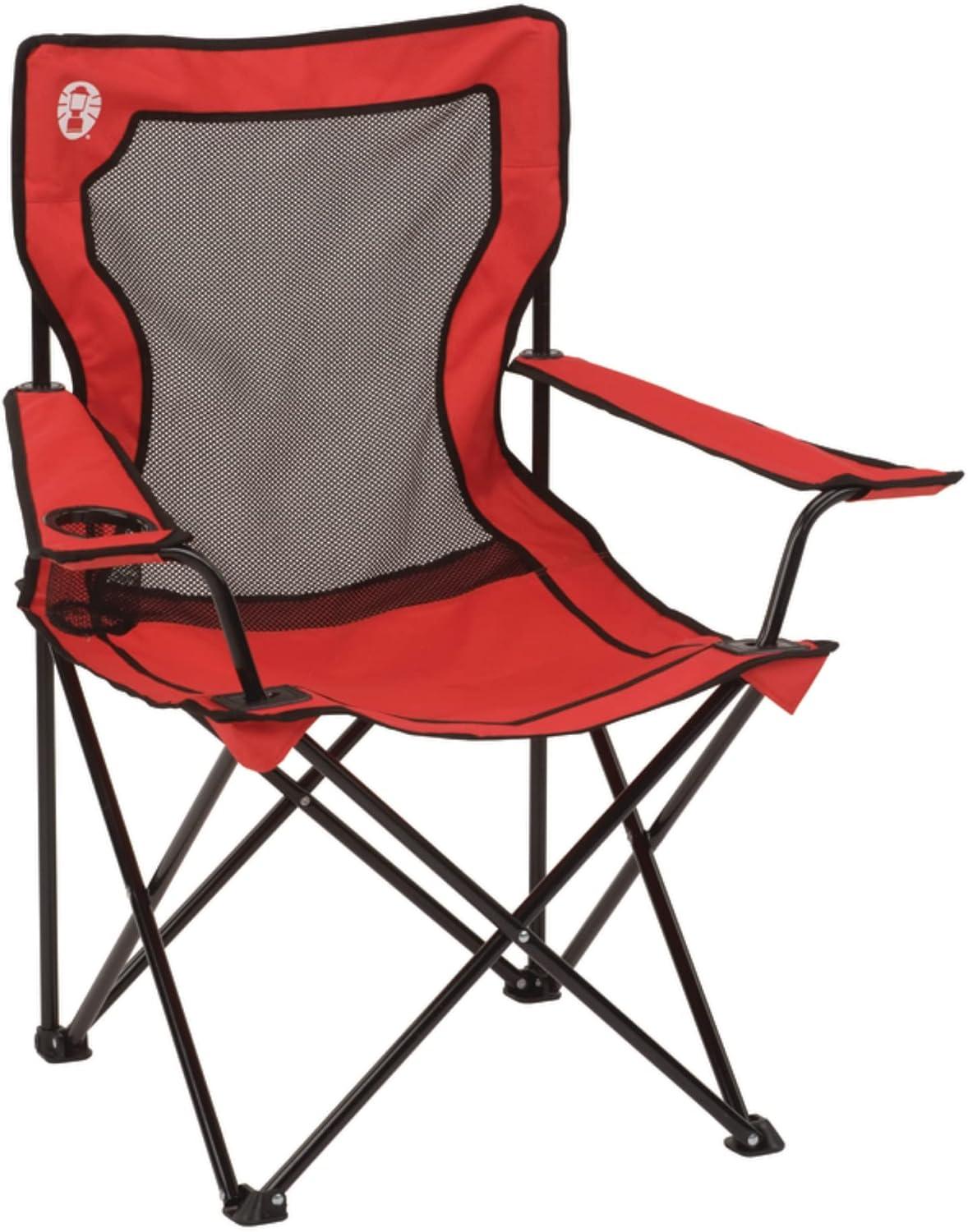 Coleman Broadband Mesh Quad Adult Camping Chair, Red