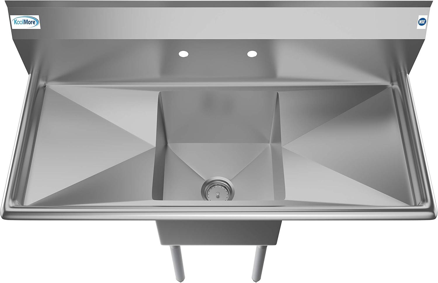 Stainless Steel Commercial Kitchen Prep Sink with Dual Drainboards