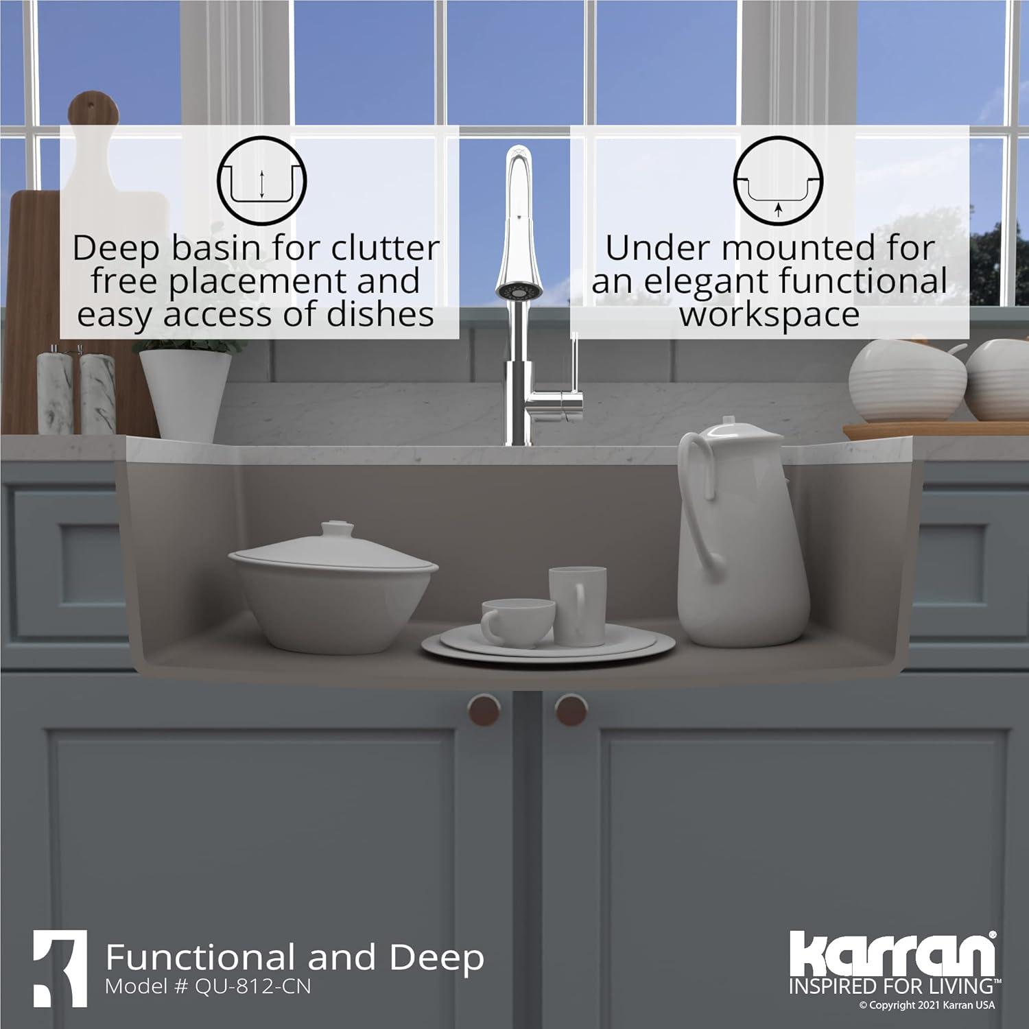 Karran Quartz 32-1/4'' X 19-1/4'' Large Single Bowl Undermount Kitchen Sink