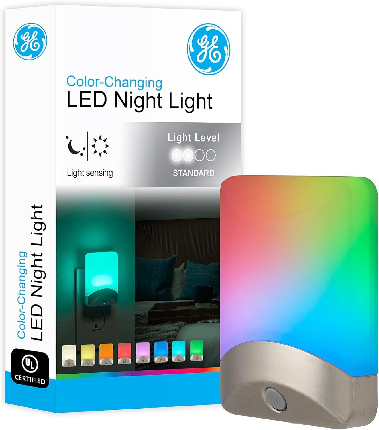 Brushed Nickel Multicolor LED Night Light with Touch Switch