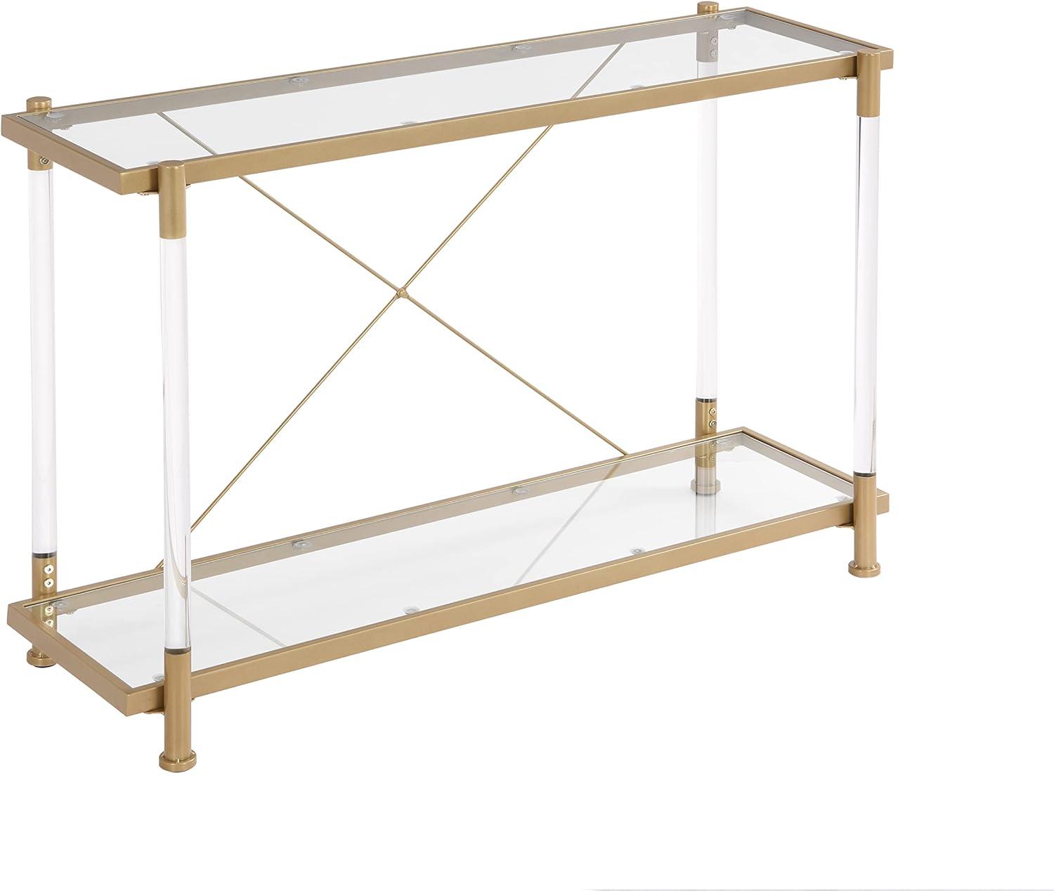 Glavbiku 43.31" Golden Glass Console Table, Acrylic Side Table,Sofa Table for Living Roome,Bedroom,Gold