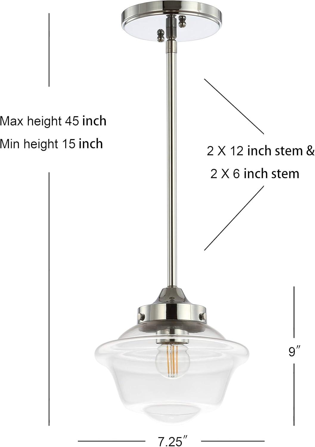 Kurtz 7.25" Adjustable Drop Metal/Glass LED Pendant, Chrome