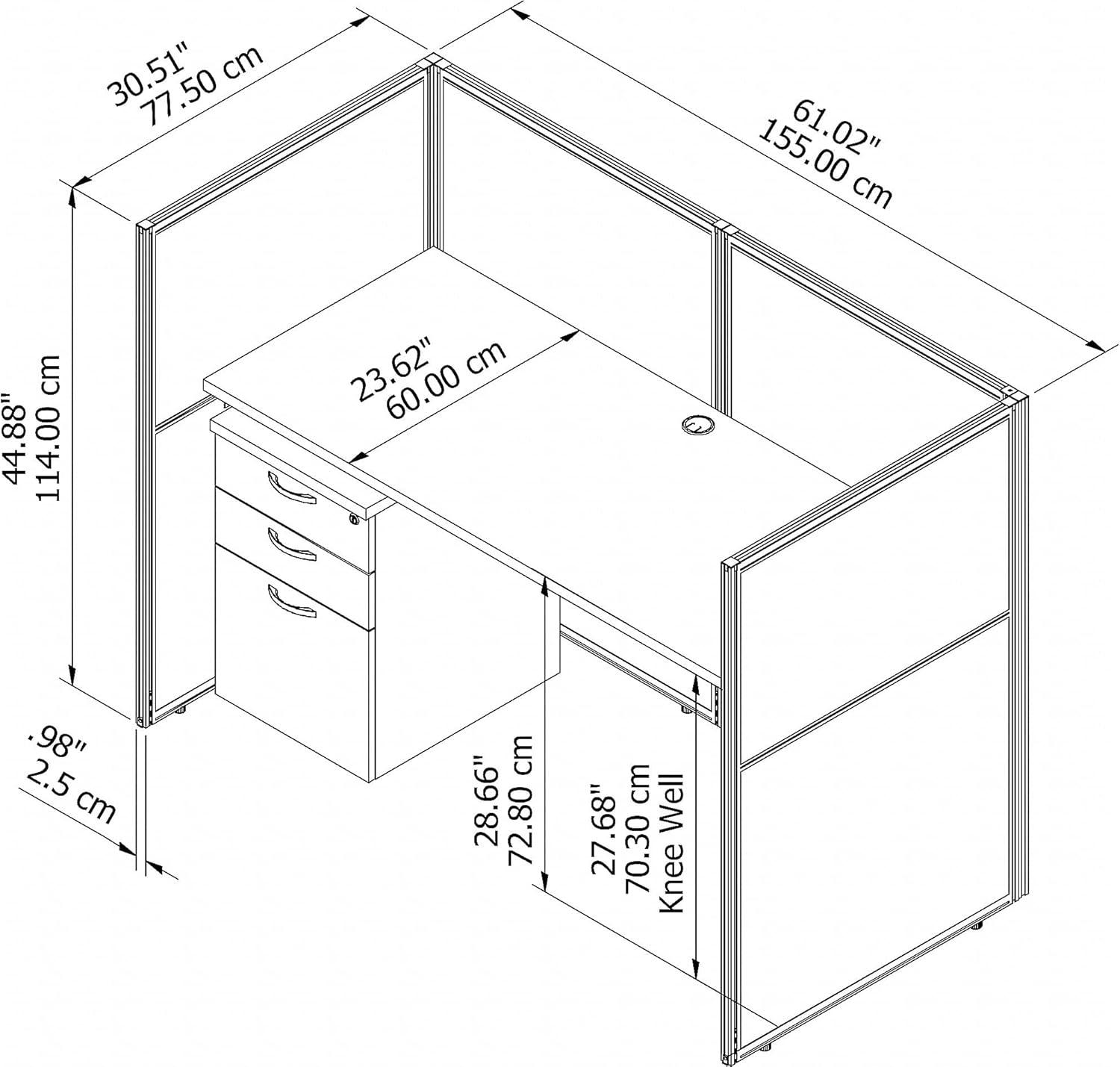 Bush Business Furniture Easy Office Rectangle 1 Person Benching Workstation with Cable Management