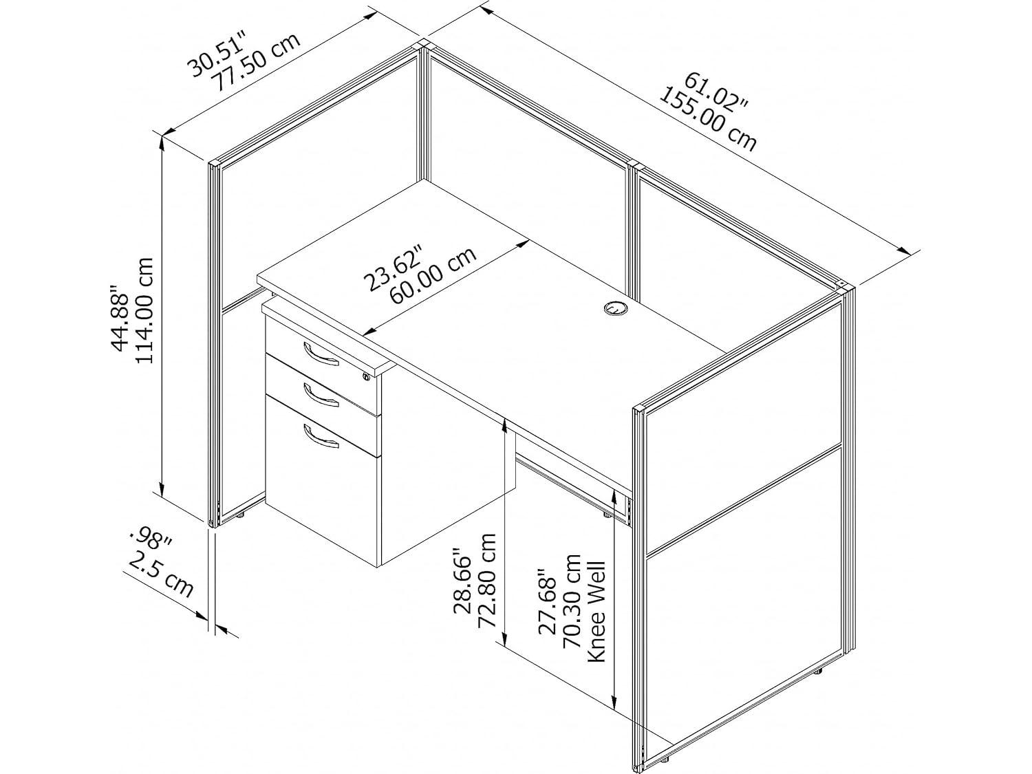Bush Business Furniture Easy Office Rectangle 1 Person Benching Workstation with Cable Management