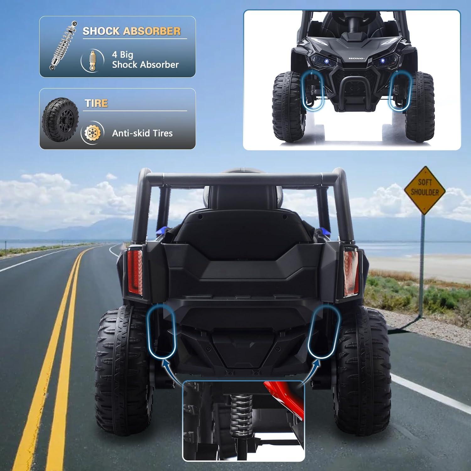 iYofe 24V Ride on Toys for Kids, Kids Ride on Car for Boys Girls 3-6, Powered Ride on UTV Electric Cars for Kids with Remote Control, Bluetooth Music, LED Lights, 4 Wheels Spring Suspension, Blue