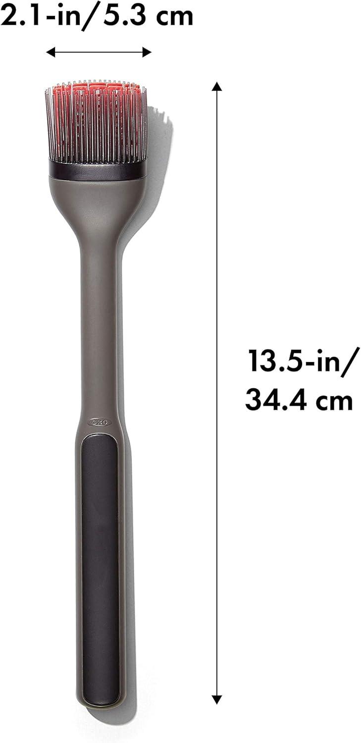 Gray Silicone Long Handle Grilling Basting Brush