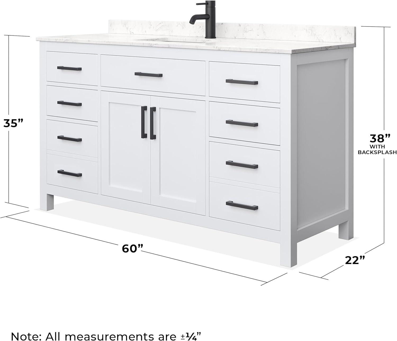 Beckett 60" Freestanding Single Bathroom Vanity with Cultured Marble Top