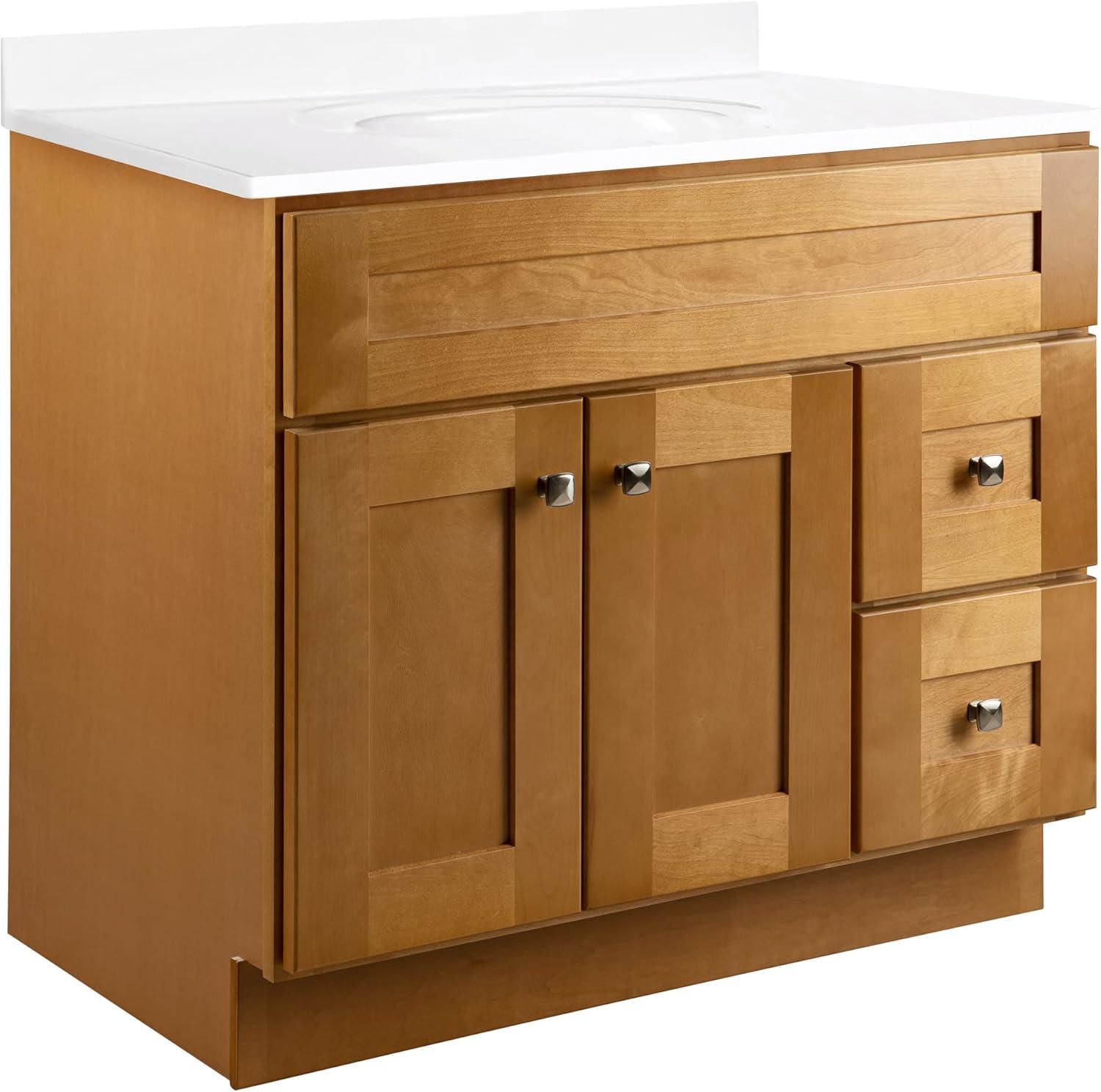 Design House Brookings 36 Inch Bathroom Vanity, Ready to Assemble, Solid Wood, Sherwin Williams – Design House, 587097