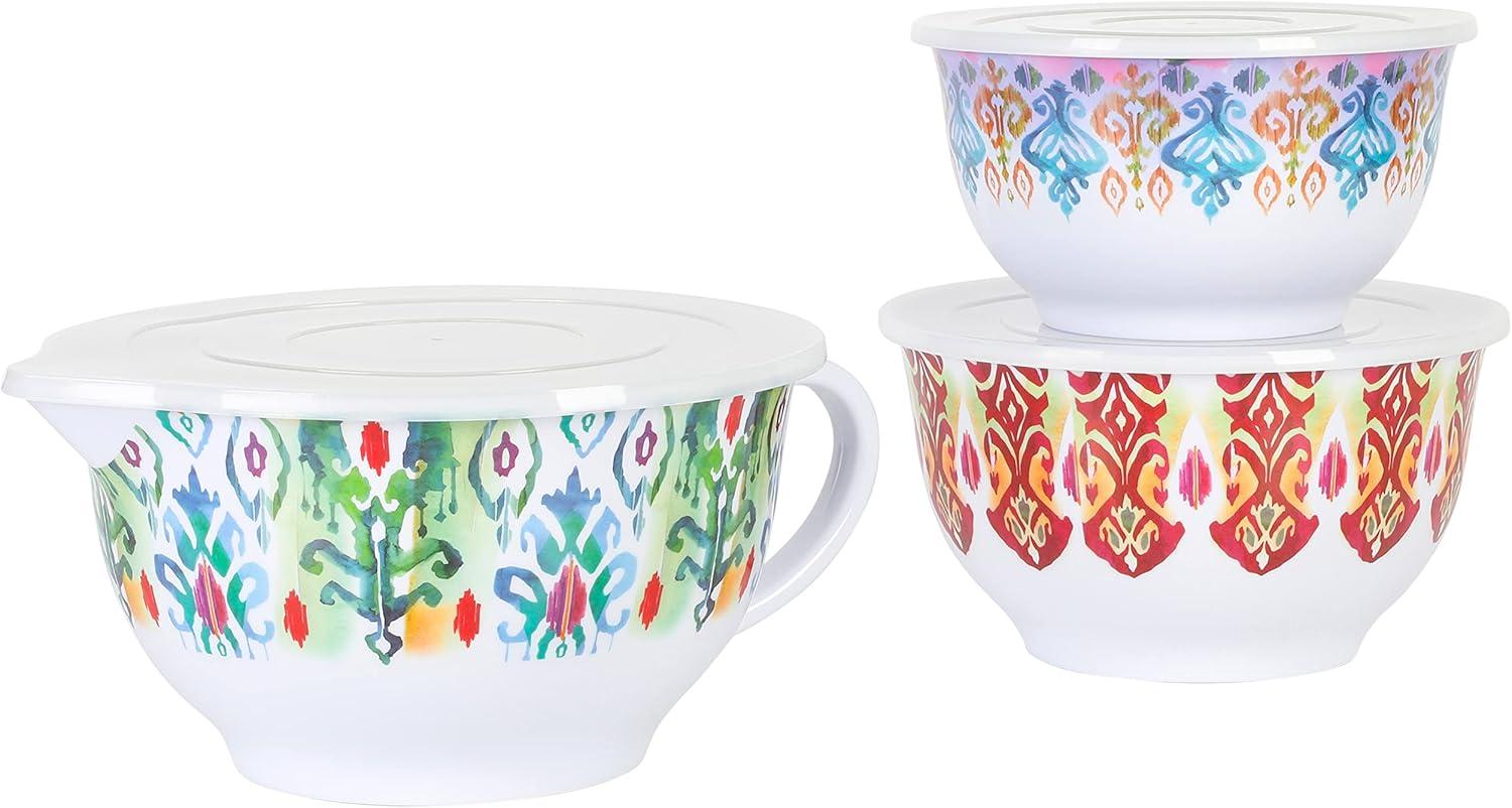 Vibrant Multicolor Melamine 6-Piece Nesting Mixing Bowl Set with Lids