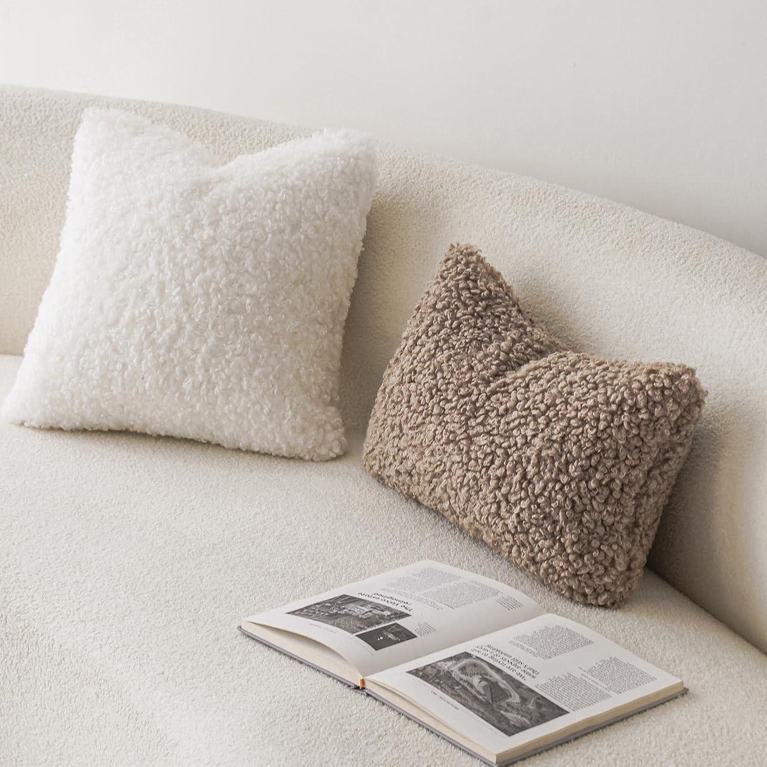 NordECO HOME Faux Fur Throw Pillow Covers Soft Teddy Polyester Square Throw Pillow Cover & Reviews | Wayfair