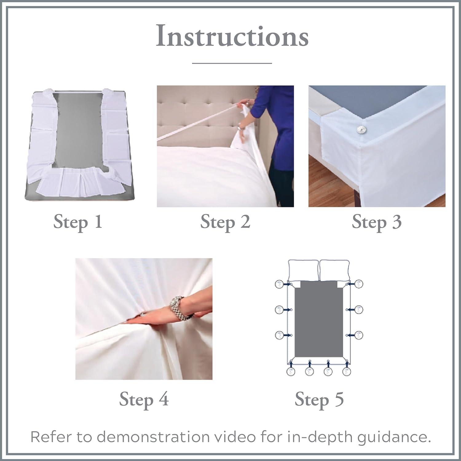 Bed Maker's Wrap-Around Hassle Free, Never Lift Your Mattress Tailored Bed Skirt, 14" Drop Length, King, Black