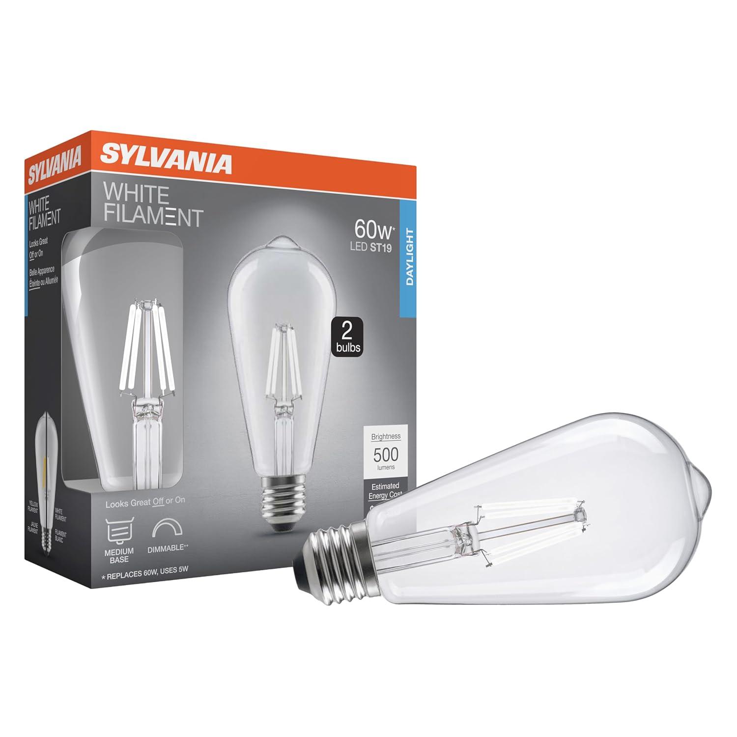 Clear LED White Filament Dimmable Bulb, 60W, Medium Base
