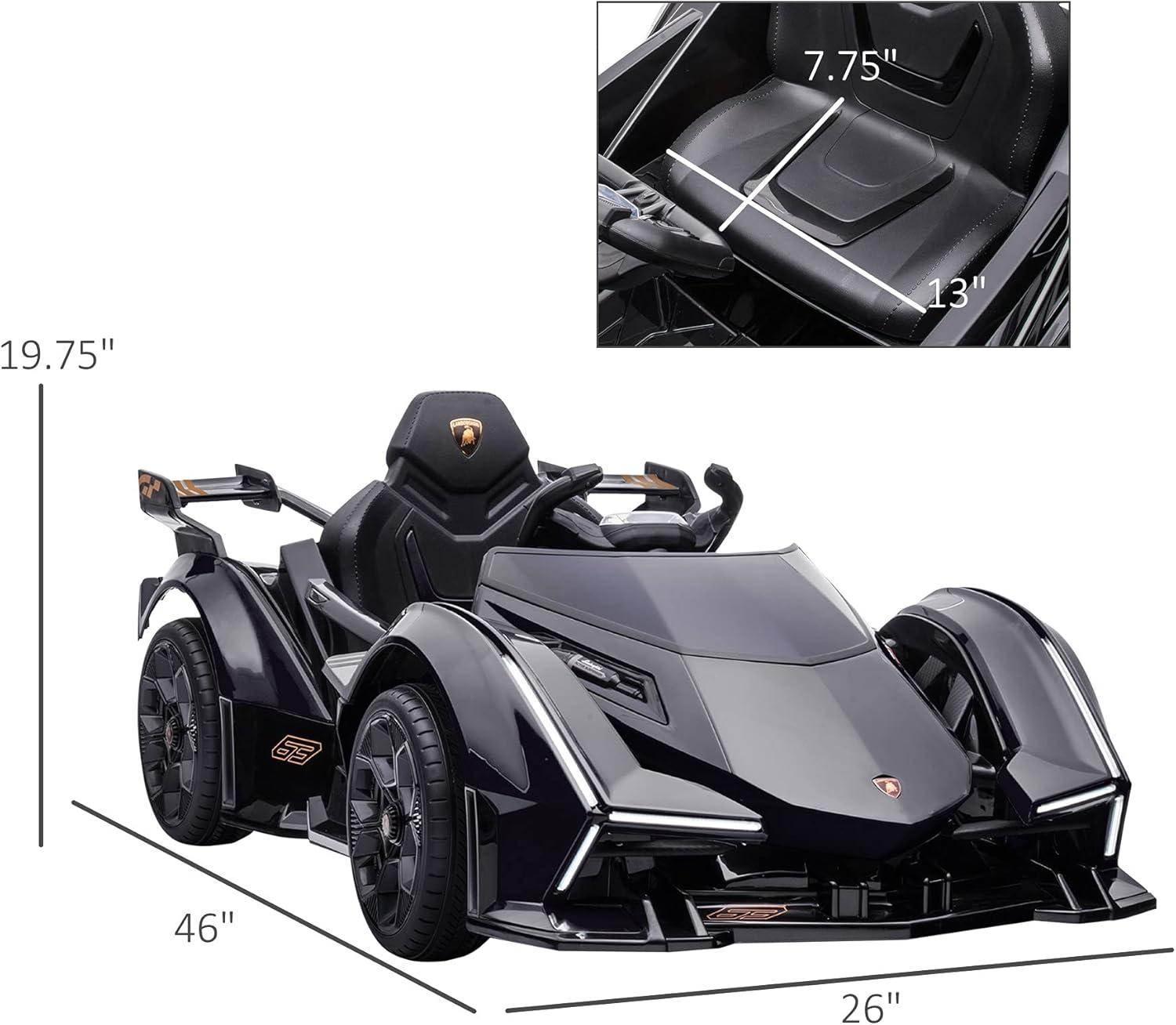 Black 12V Lamborghini V12 Vision Gran Turismo Ride-On Car