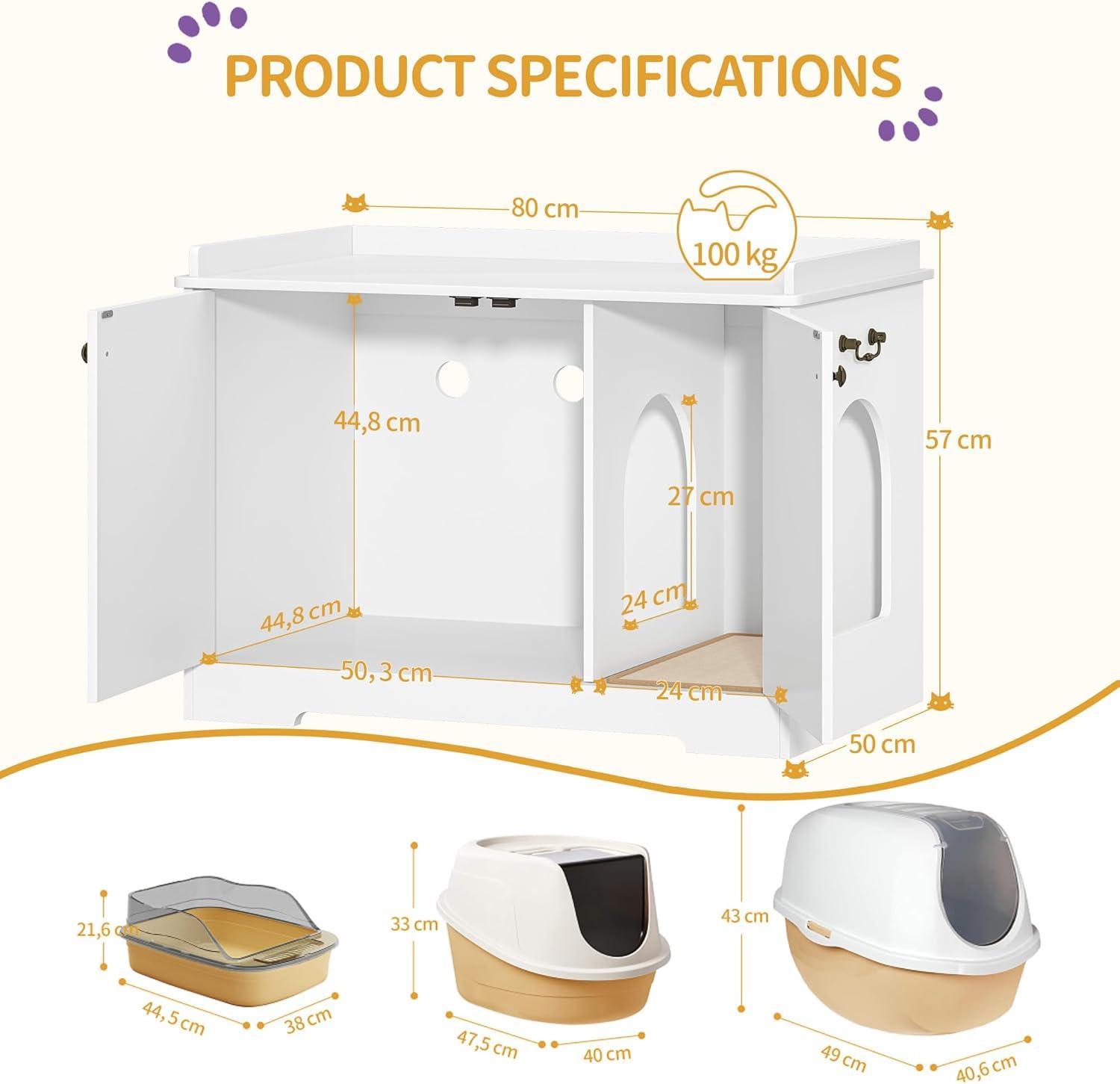 Tucker Murphy Pet™ Bohy Cat Litter Box Enclosure with Handles, Hidden Litter Box Furniture with Removable Partition, Wooden Pet House Side End Table, for Living Room, Bedroom
