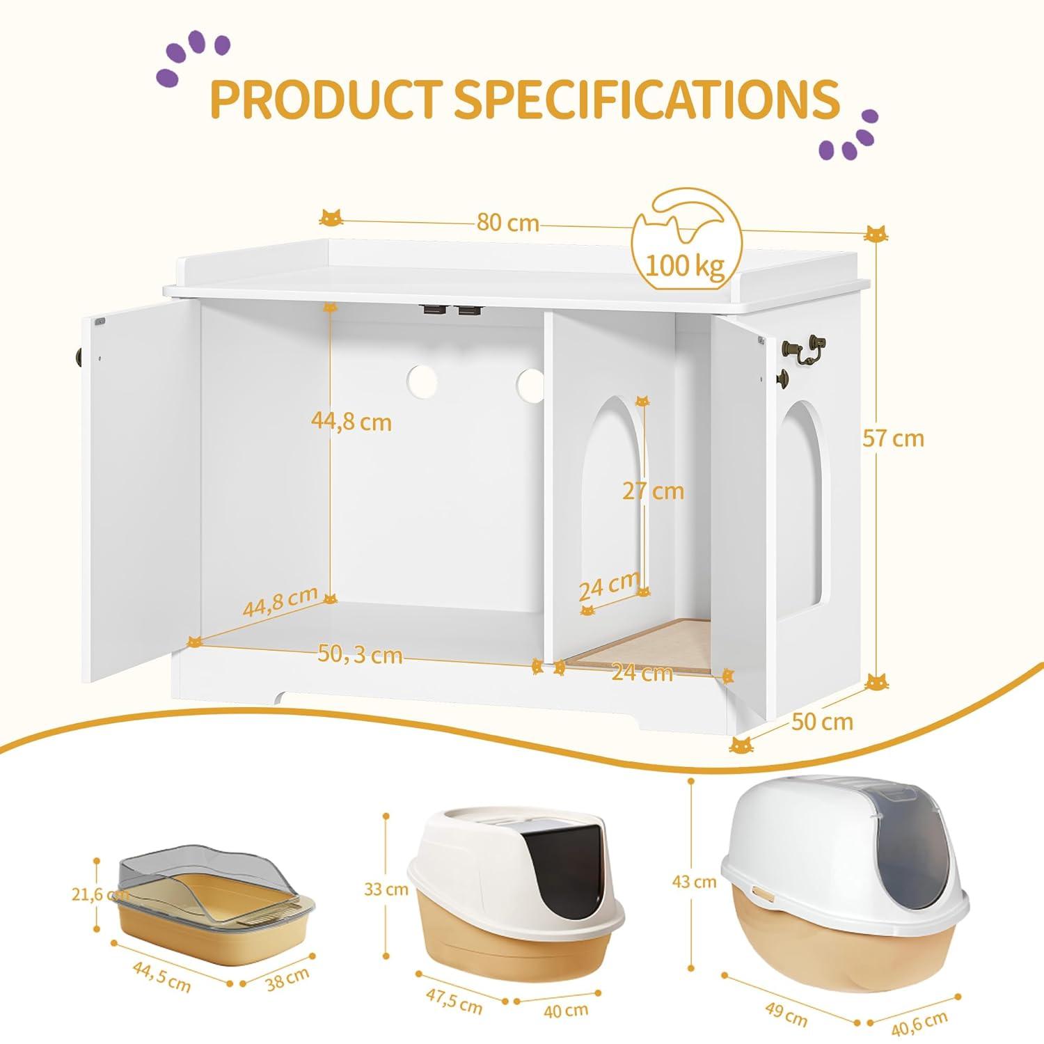 Tucker Murphy Pet™ Bohy Cat Litter Box Enclosure with Handles, Hidden Litter Box Furniture with Removable Partition, Wooden Pet House Side End Table, for Living Room, Bedroom