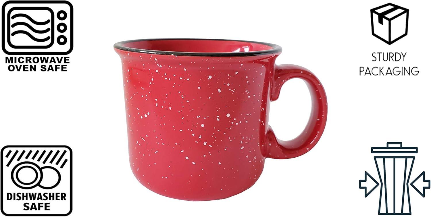 14oz Red Speckled Ceramic Campfire Mug Set of 4