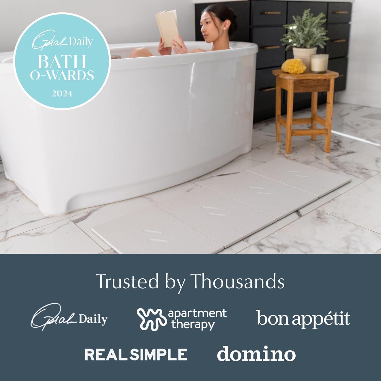 Large White Diatomaceous Earth Non-Slip Bath Mat