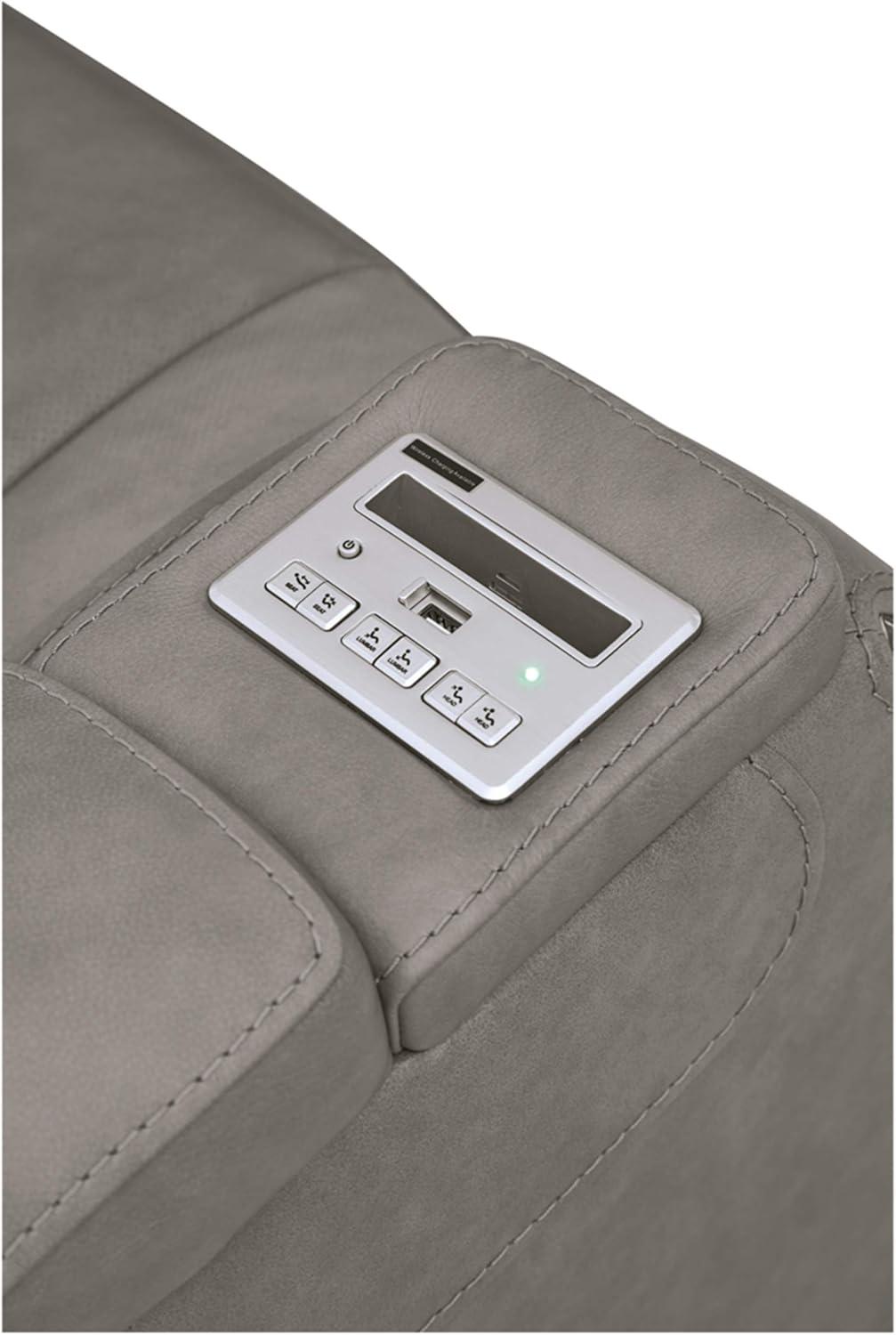 Signature Design by Ashley The Man-Den Leather Power Recliner in Gray