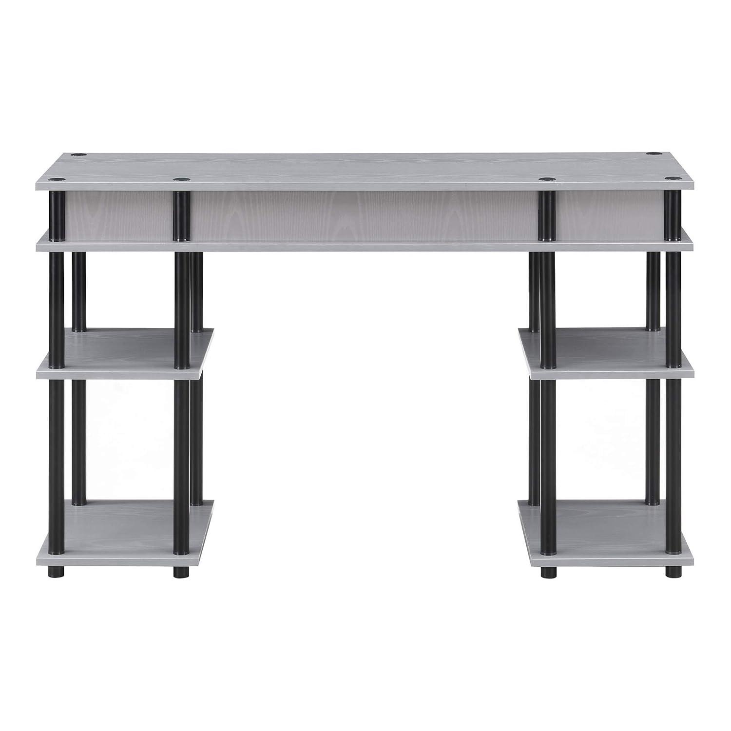 Designs2Go No-tools Student Desk in Gray Wood Finish and Black Steel Poles