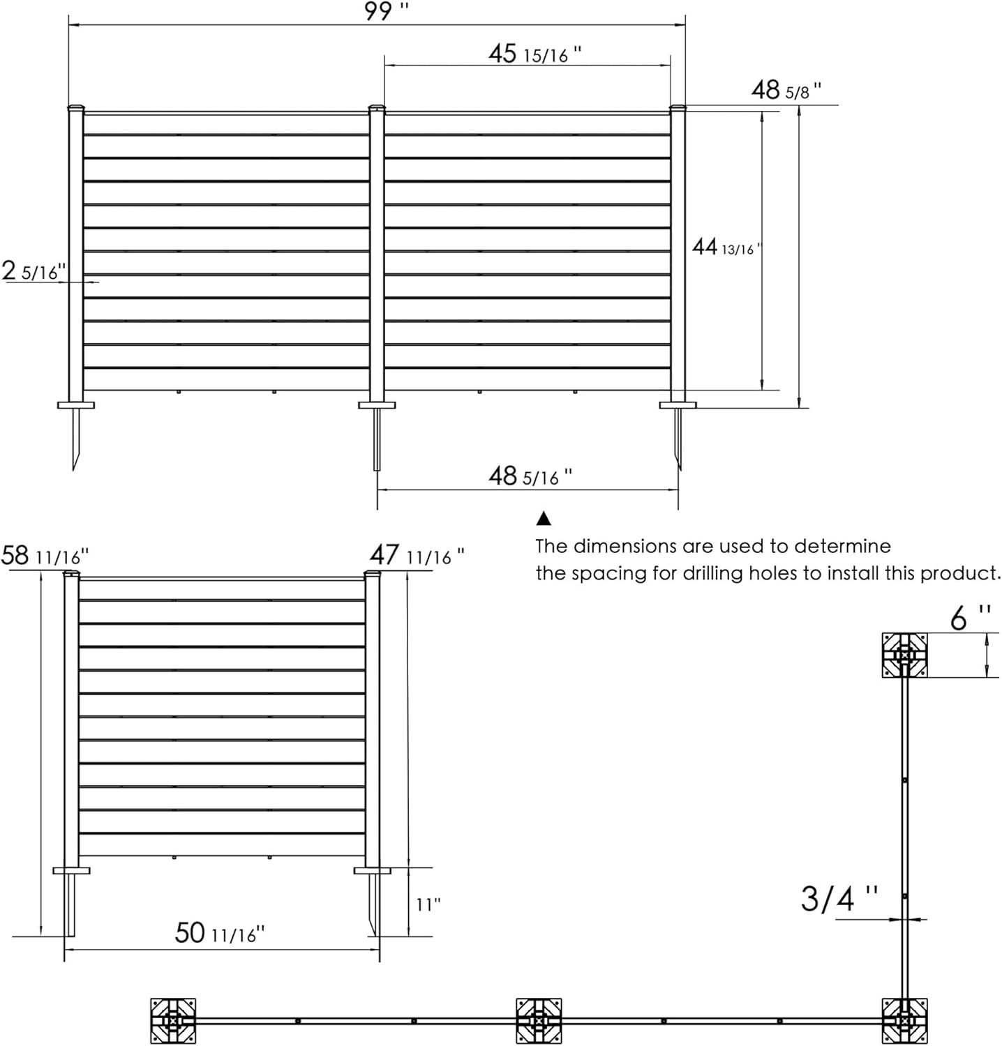 White 50" x 47" Outdoor Privacy Fence Panels