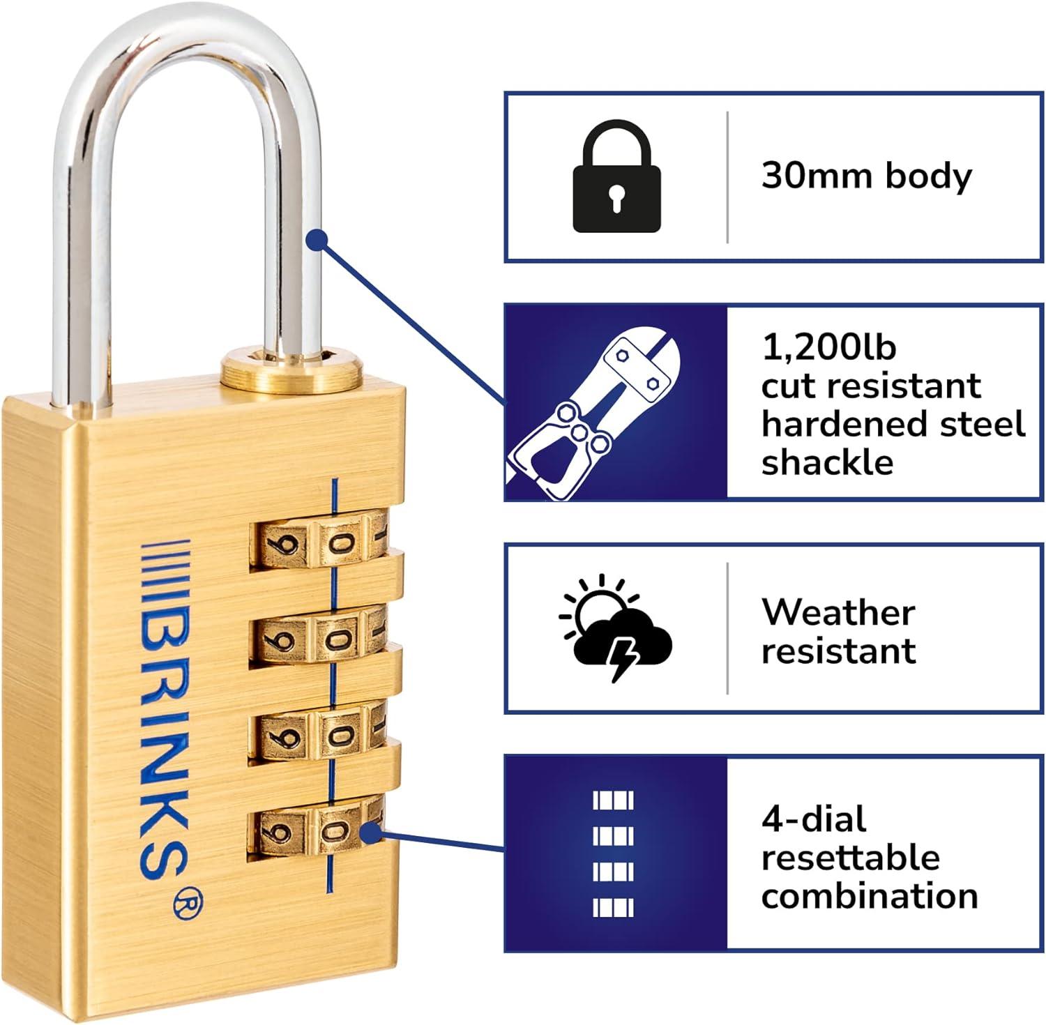 Solid Brass 30mm Resettable Combination Padlock with Chrome Shackle