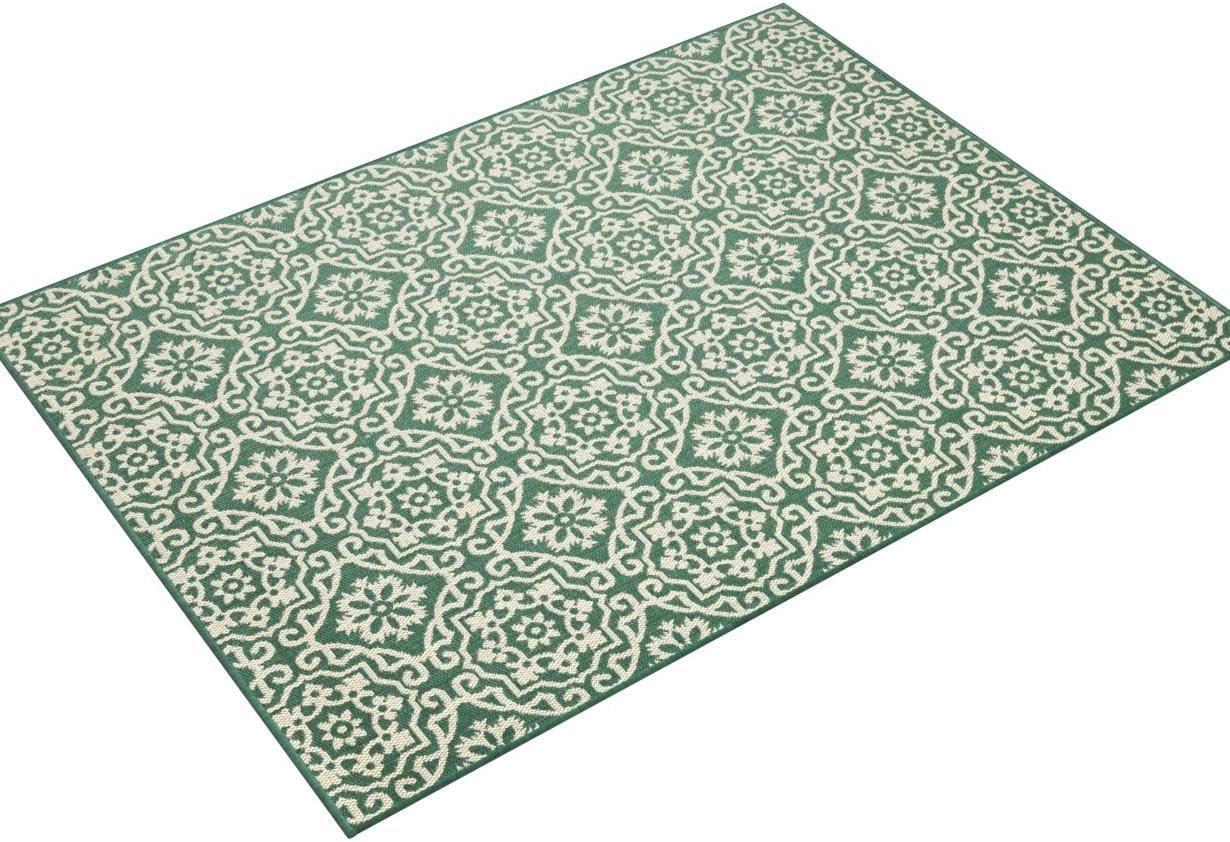 NICOLE MILLER NEW YORK Patio Country Danica Geometric Indoor/Outdoor Area Rug, Green/Beige