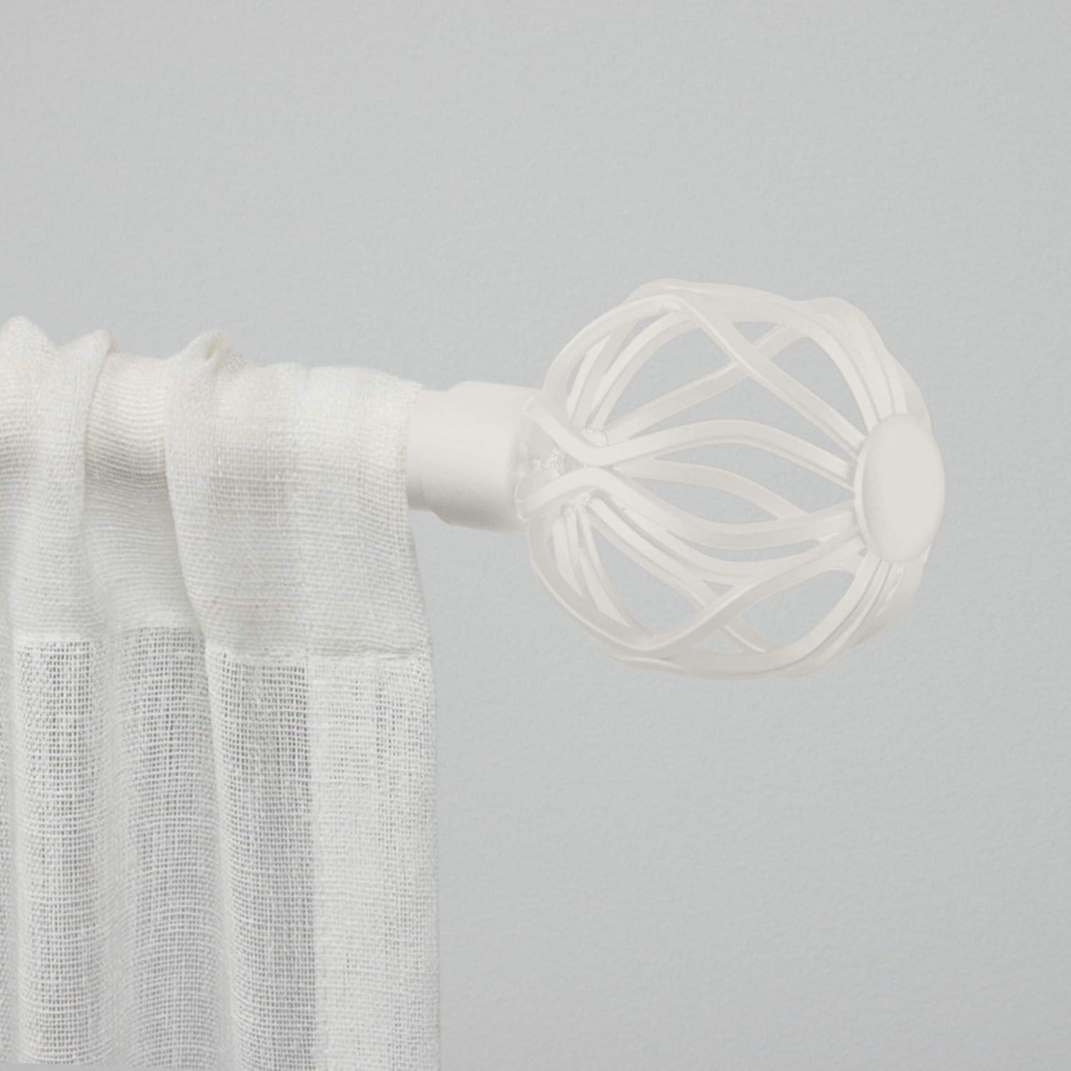 EXCLUSIVE HOME Ogee 1" Curtain Rod and Coordinating Finial Set, Matte White, Adjustable 36"-72"