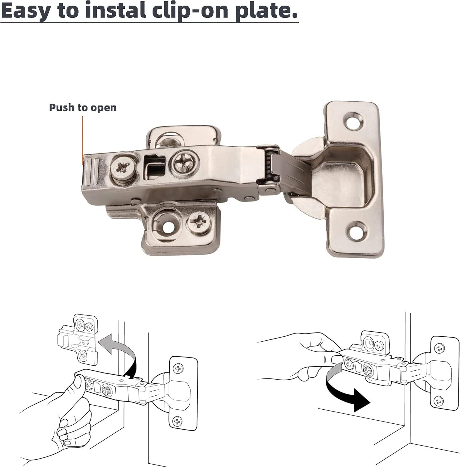 DecoBasics 105° Soft Close Frameless Steel Cabinet Hinges