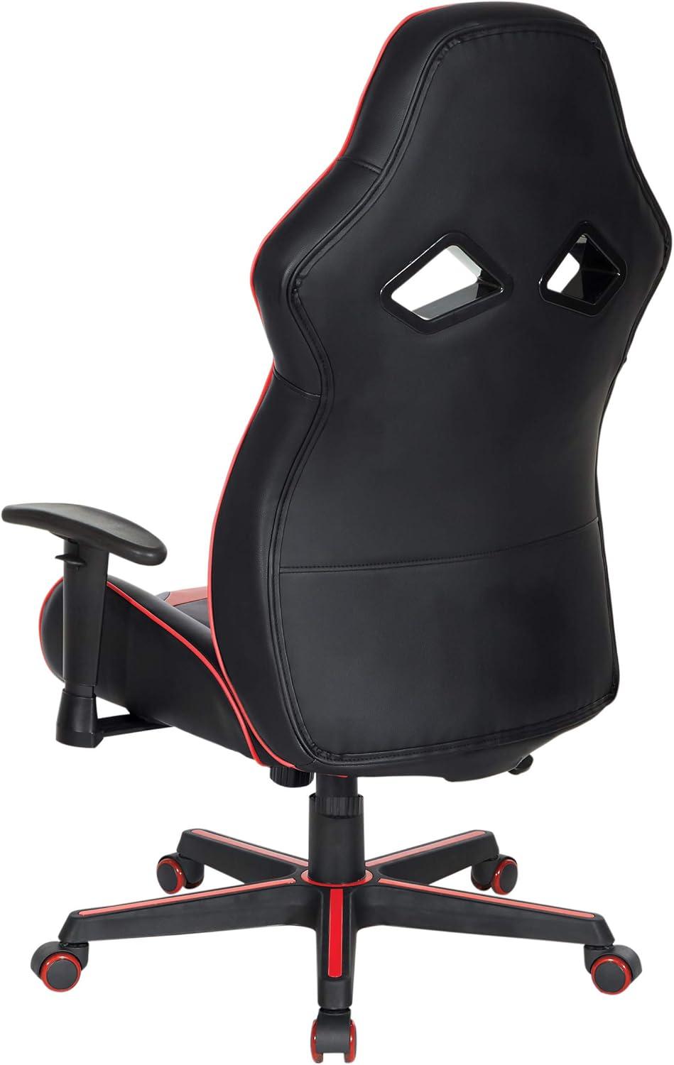 Vapor Gaming Chair in Black Faux Leather with Red Accents