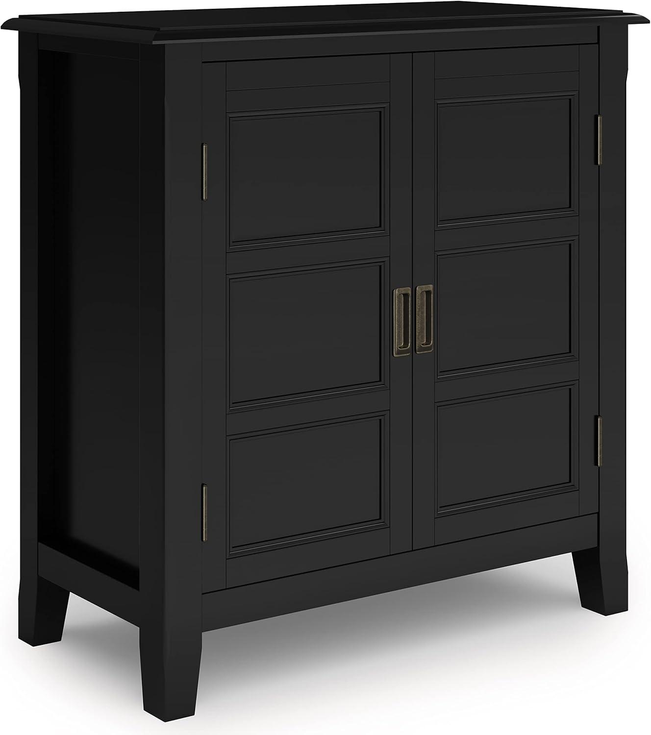 Simpli Home Burlington Solid Wood Low Storage Cabinet In Black