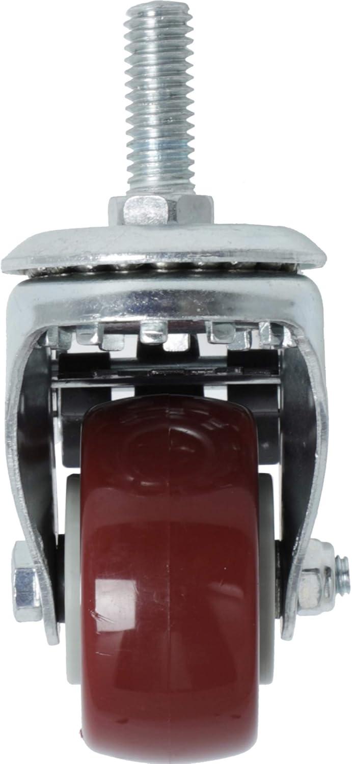 Caster Wheels Set of 4 with Brake Plate Swivel Casters Premium Polyurethane Wheels PU Load Bearing 1,200 Lbs Lockable Anti-wear Smooth Casters Red