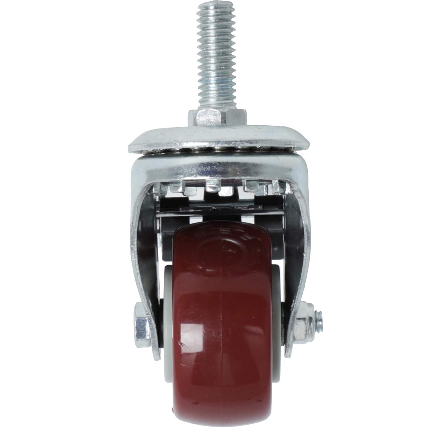 Caster Wheels Set of 4 with Brake Plate Swivel Casters Premium Polyurethane Wheels PU Load Bearing 1,200 Lbs Lockable Anti-wear Smooth Casters Red