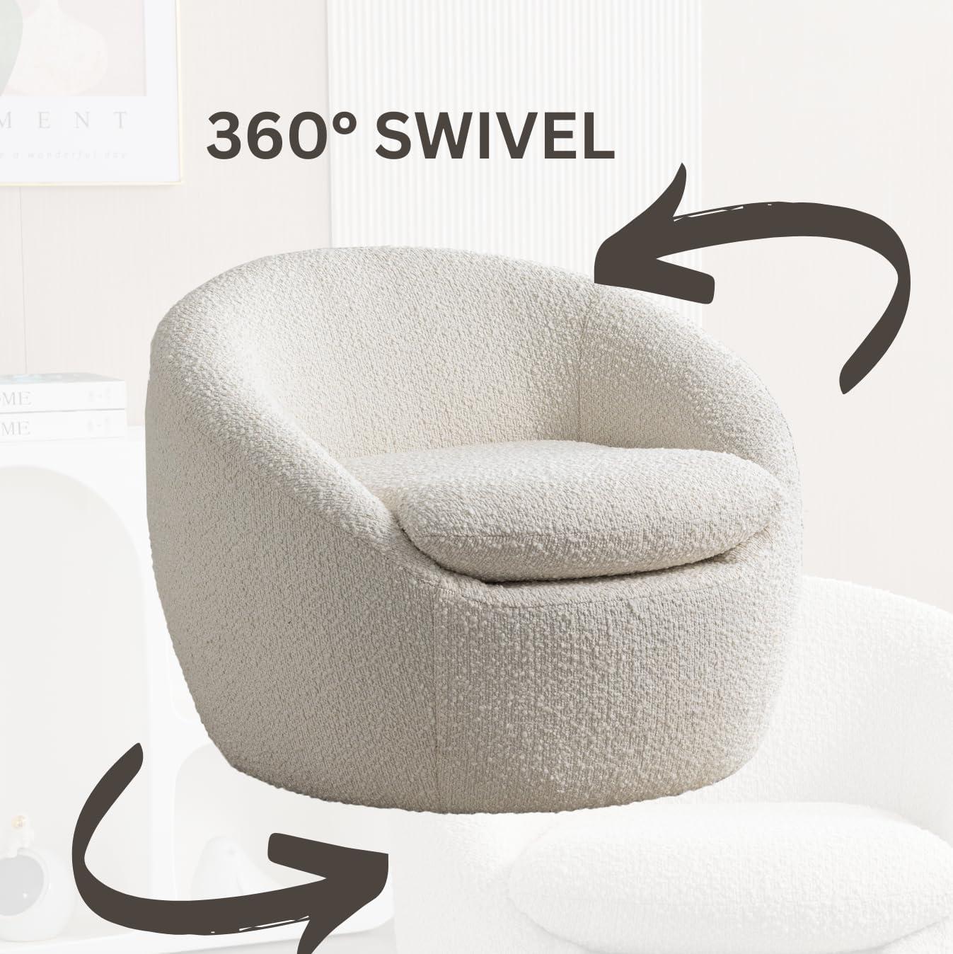 Roundhill Furniture Winnie Modern Barrel Chair, 360° Swivel