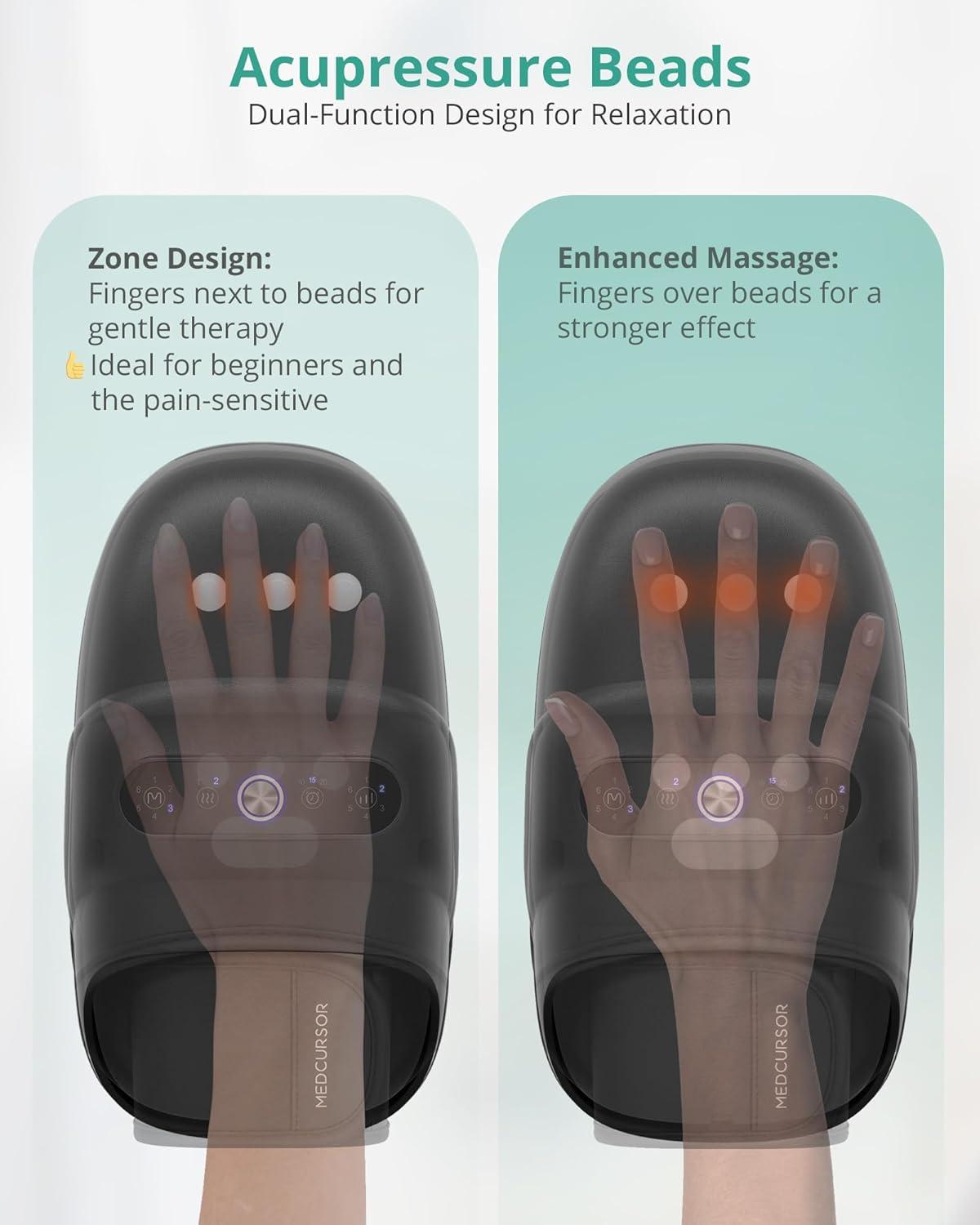 Medcursor Hand Massager, Cordless Hand Massager with Heat and Compression for Carpal Tunnel , Great Christmas Gifts