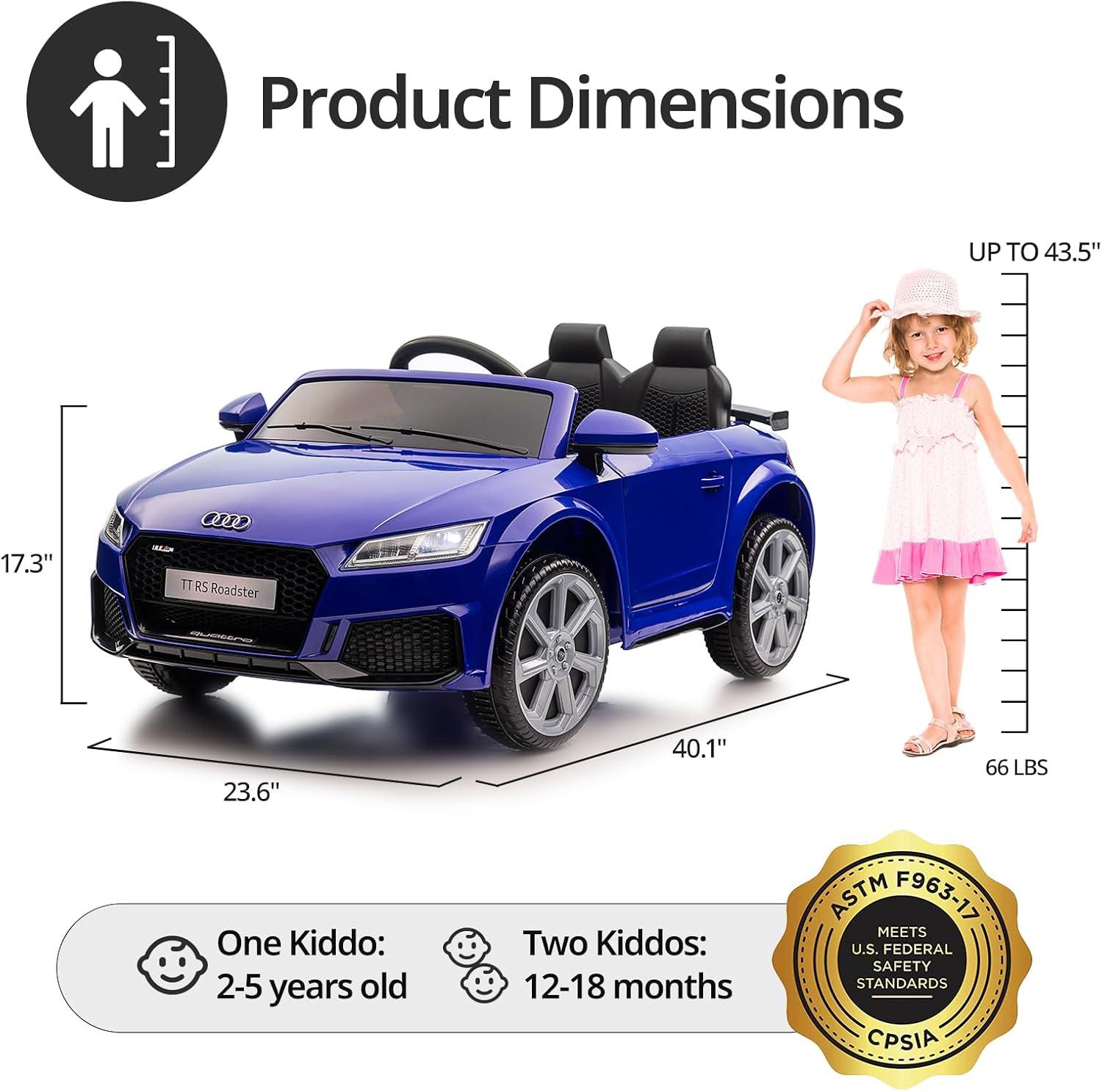 Electric Car for Kids, Licensed Audi 6V Ride on Toy Car for Toddlers with Remote, Bluetooth